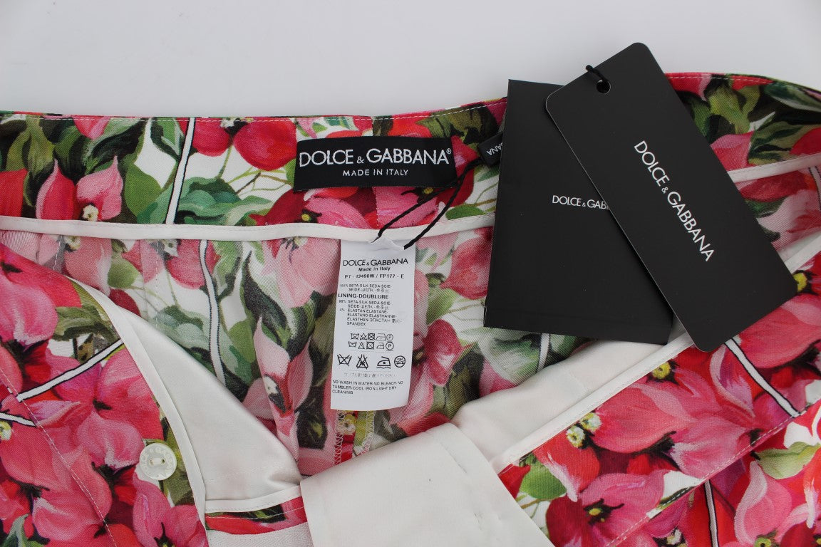 Dolce &amp; Gabbana многоцветен копринен панталон с флорални капри
