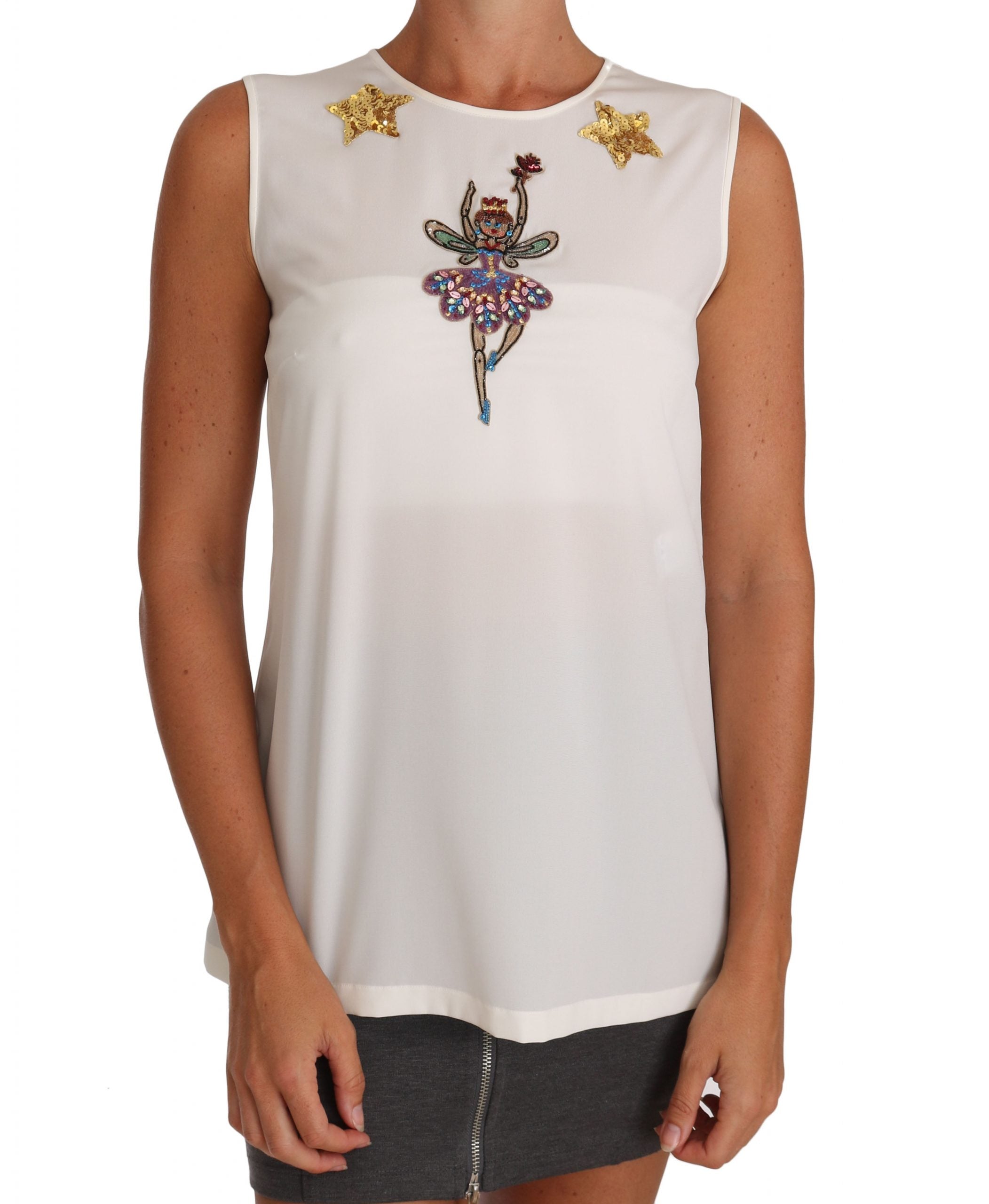 Копринена блуза Dolce &amp; Gabbana Enchanted, украсена с кристали