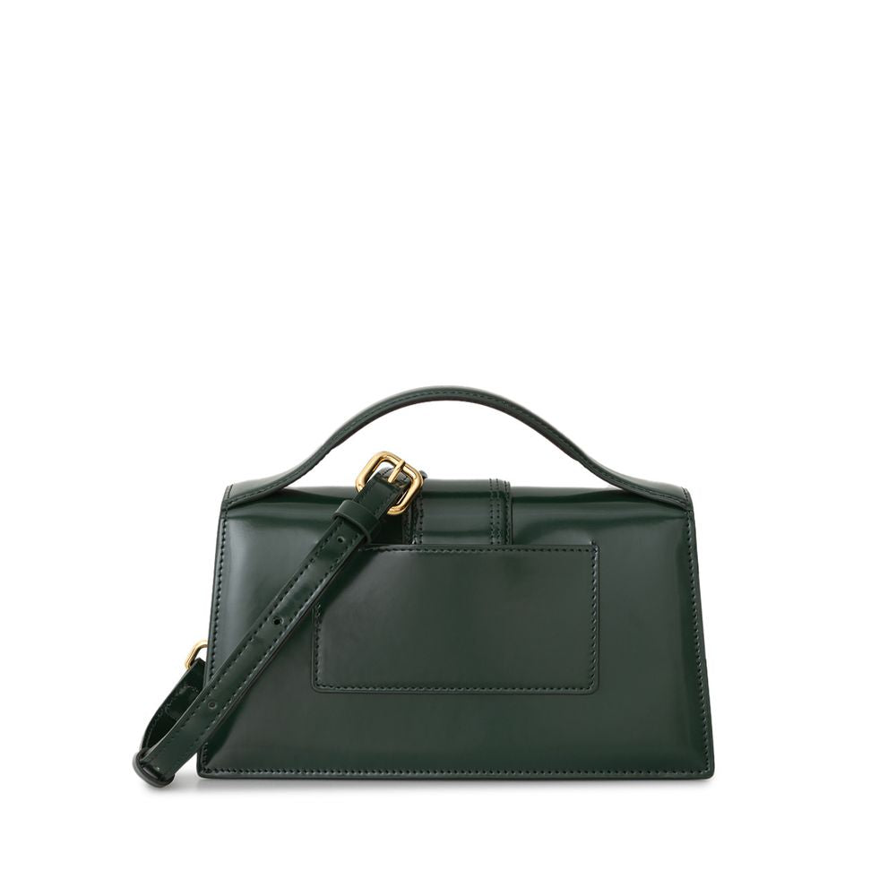 Дамска луксозна чанта Jacquemus Le Grand Bambino Dark Green Leather Bag back view