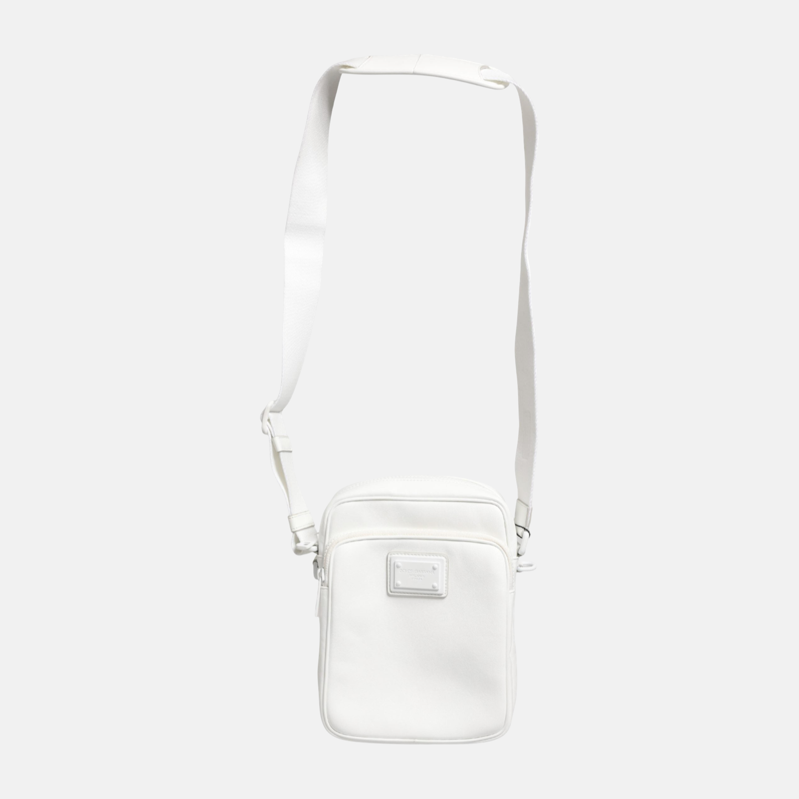Dolce & Gabbana White Logo Plaque Crossbody Bag BM969S B0044 80001 Front View