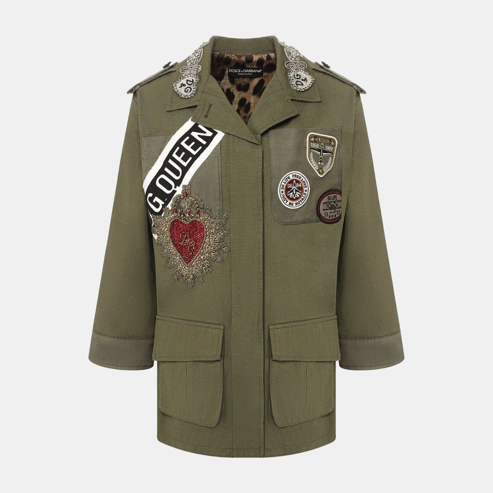 Дамско яке Dolce & Gabbana Military Queen Embellished Women Jacket F28NIZ FU5SC Front View