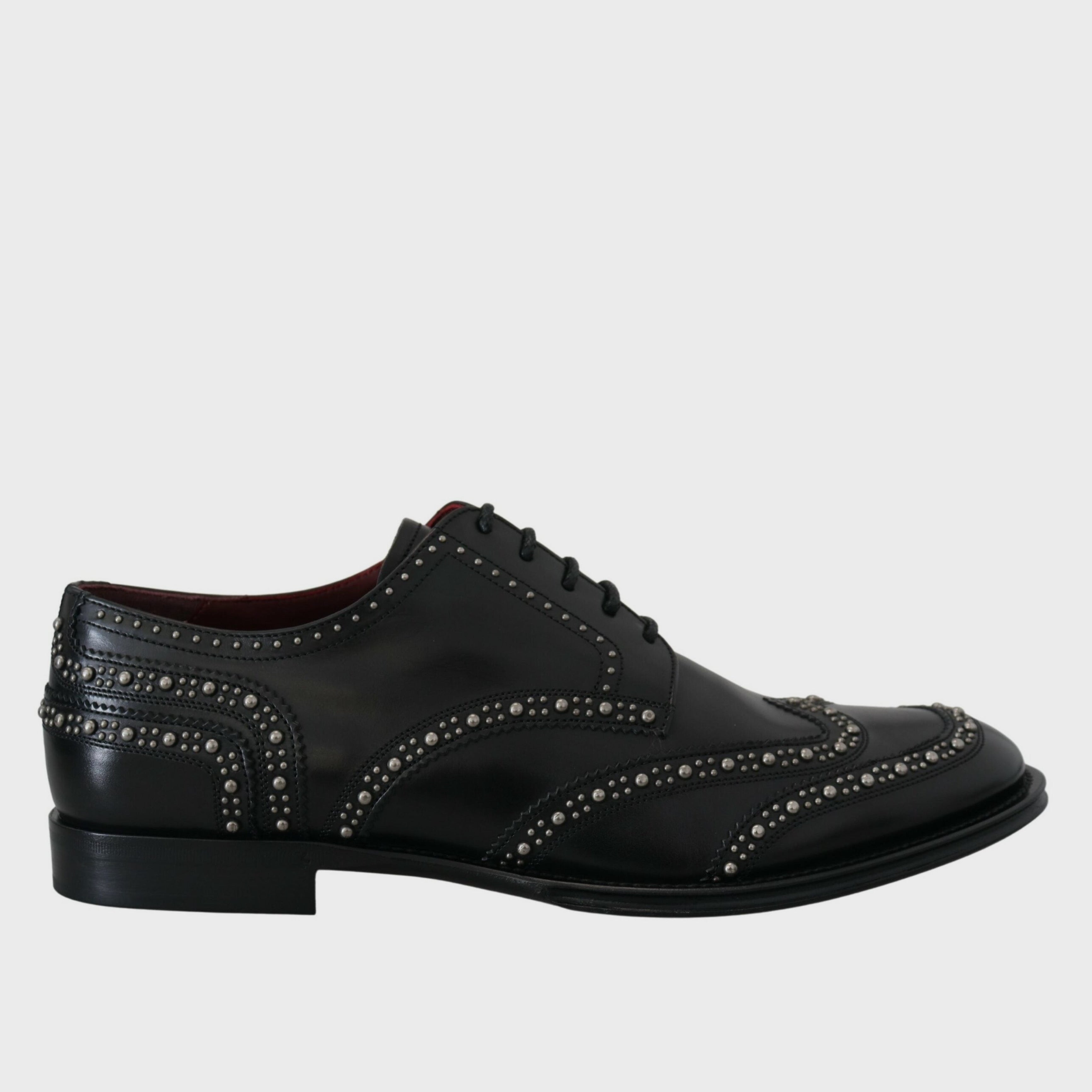 Мъжки луксозни официални черни кожени обувки Dolce & Gabbana Men’s Luxury Black Leather Studded Derby Shoes