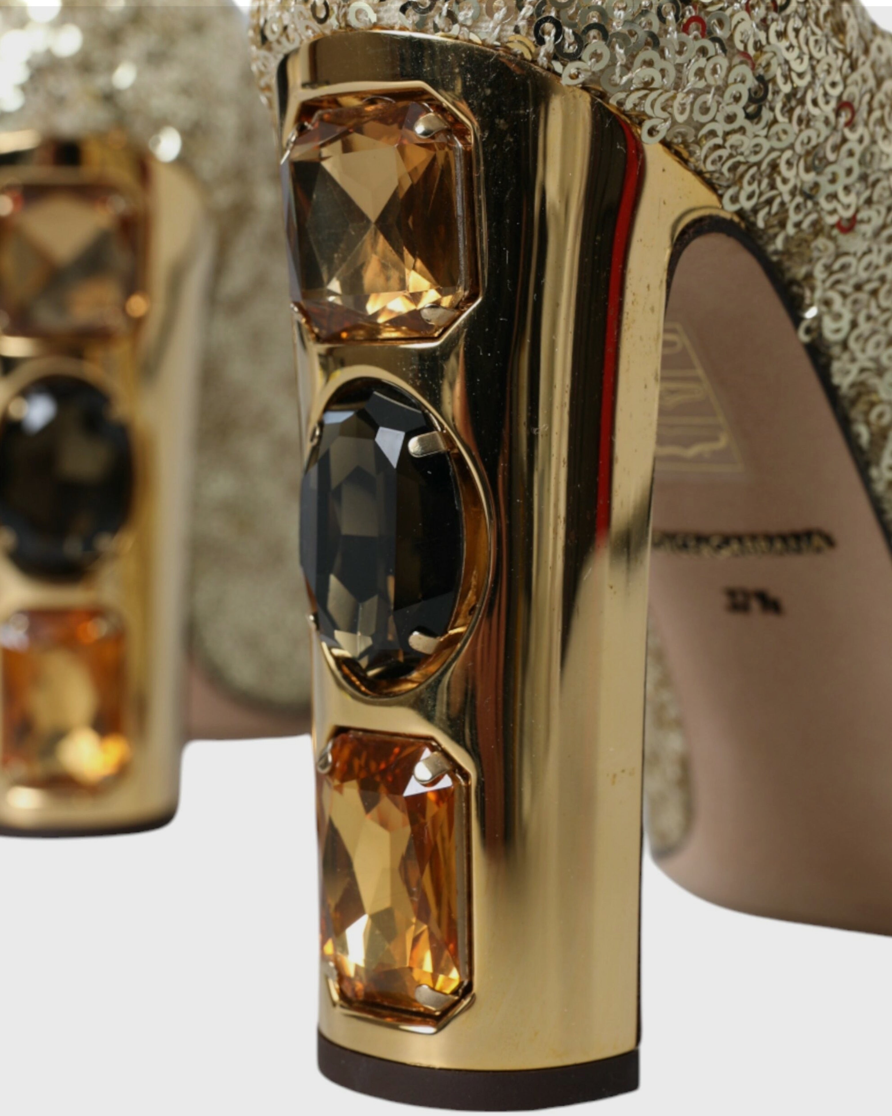 Dolce & Gabbana Gold Sequin Crystal Heels Pumps