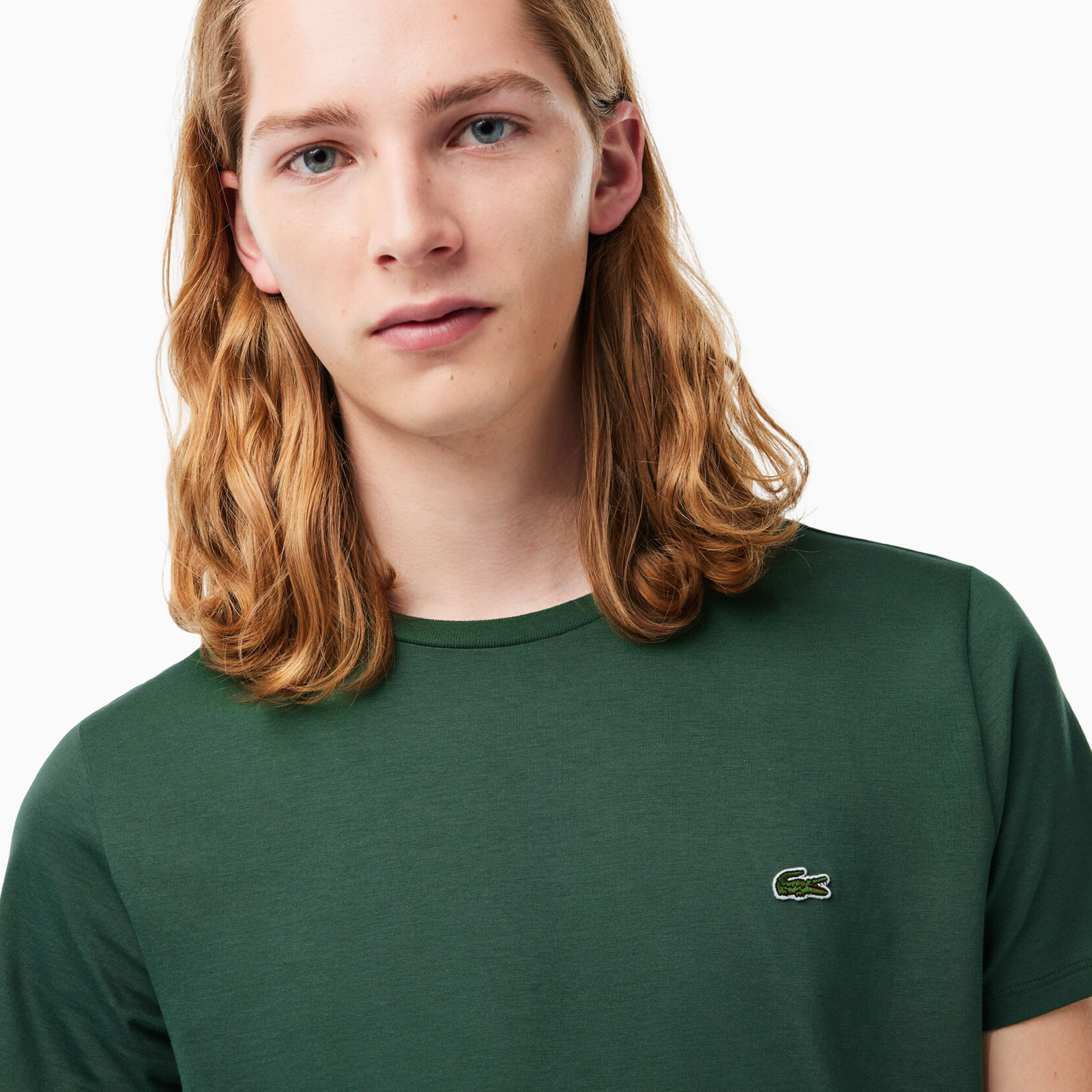 Мъжка зелена тениска Lacoste Men T-shirt TH6709-00-SMI Close-Up