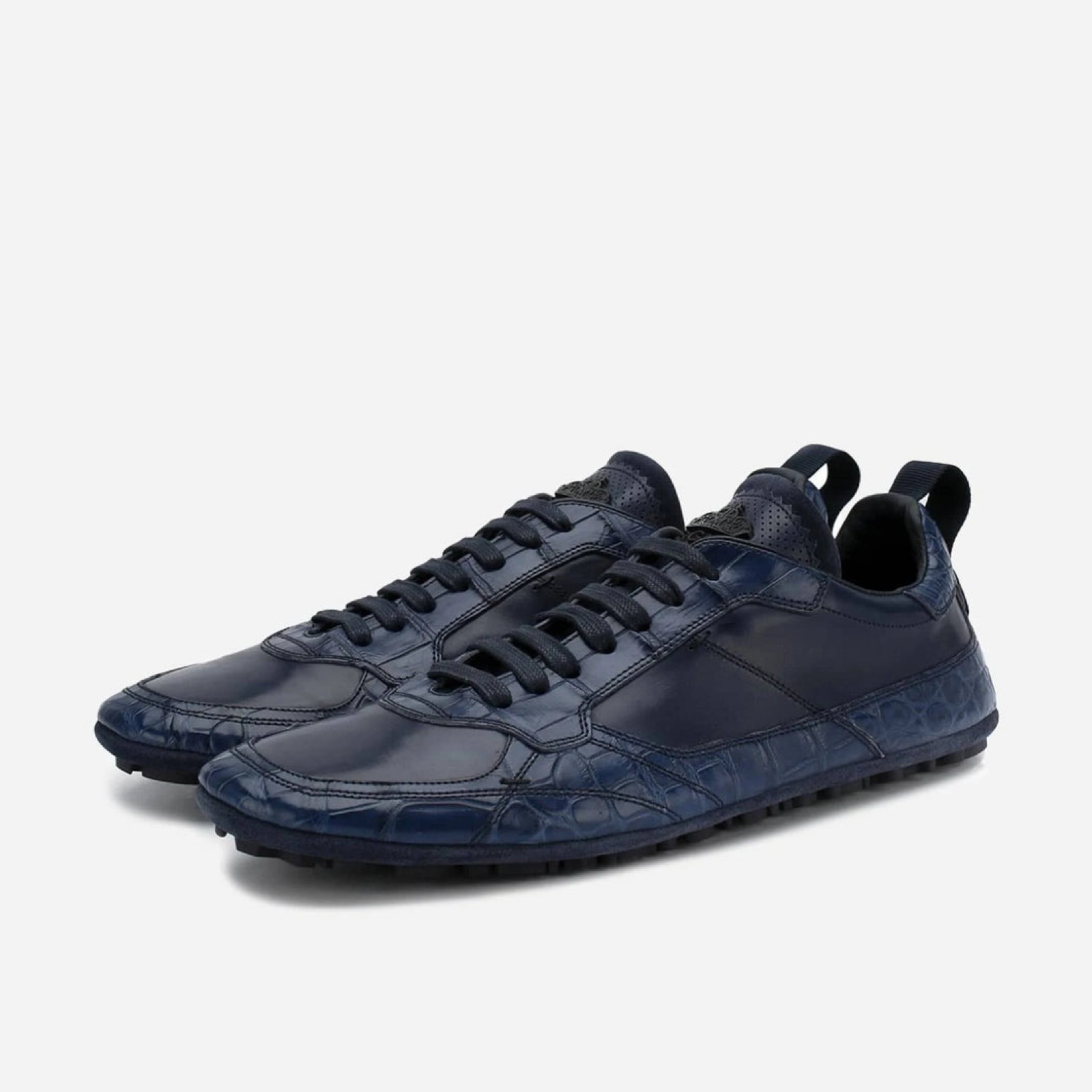 Dolce & Gabbana Blue Caiman Leather Men Sneakers Lateral View