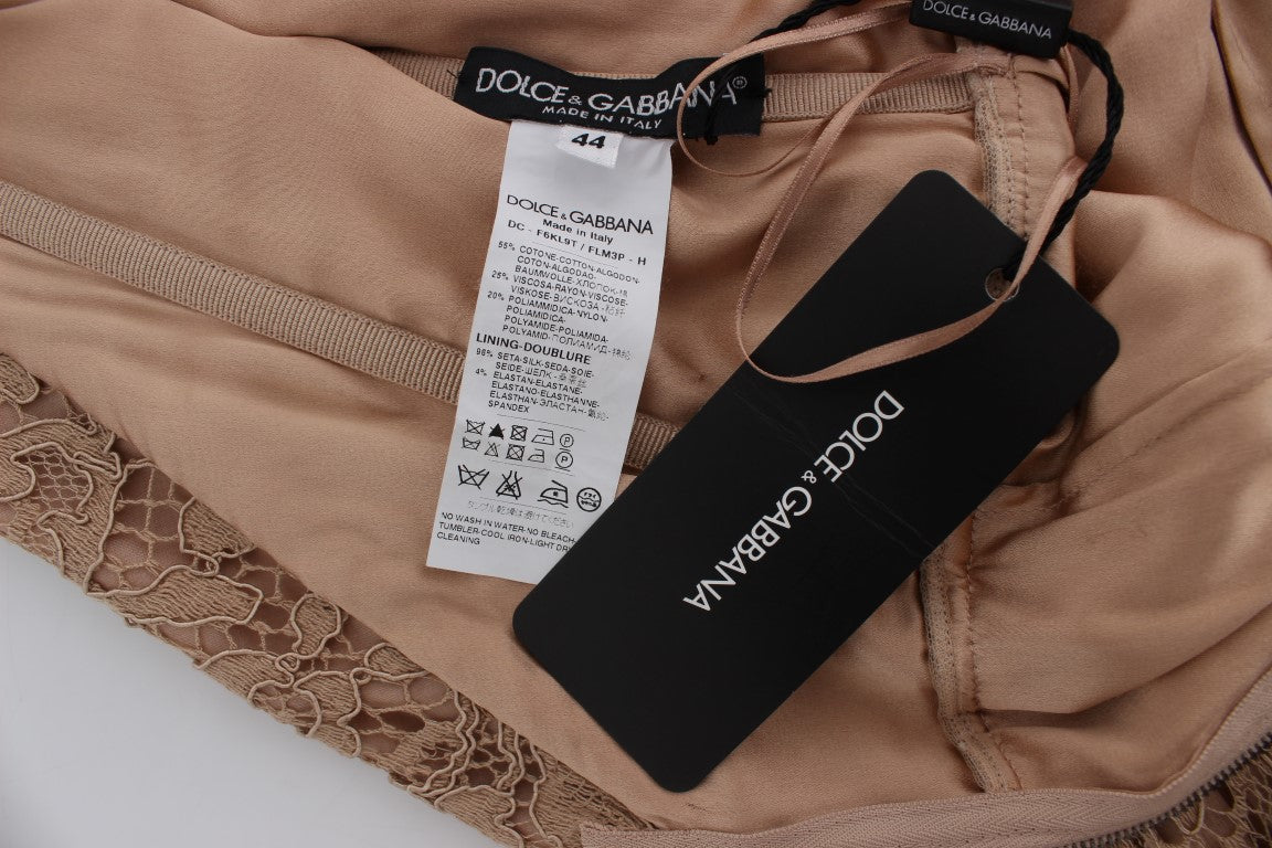 Елегантна розова макси рокля с дантелени цветя на Dolce &amp; Gabbana