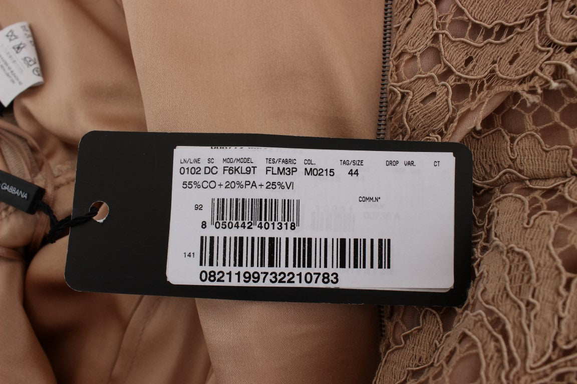 Елегантна розова макси рокля с дантелени цветя на Dolce &amp; Gabbana