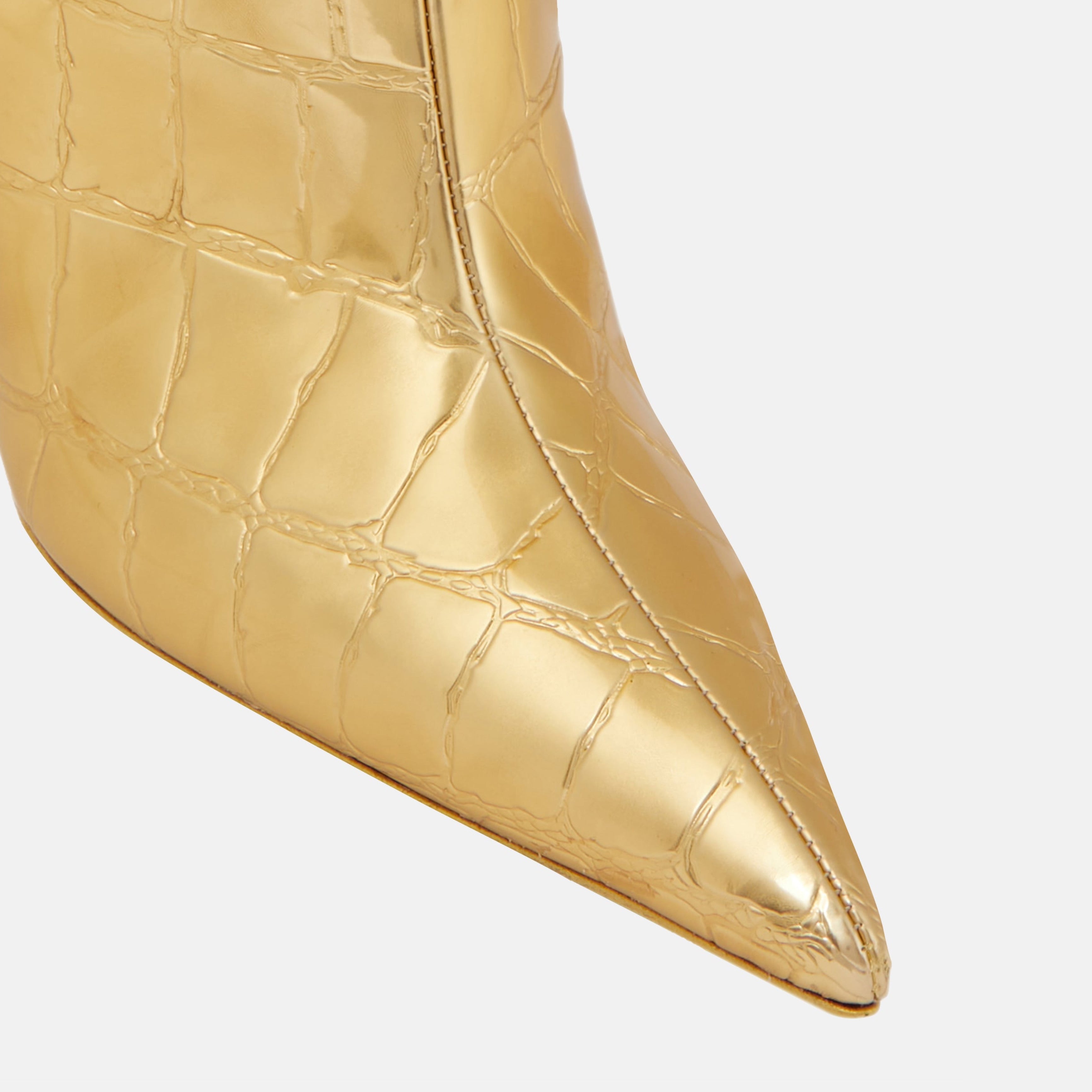 Дамски високи кожени ботуши на токчета в златист цвят DOLCE & GABBANA Women’s Luxury Gold Stiletto High Boots