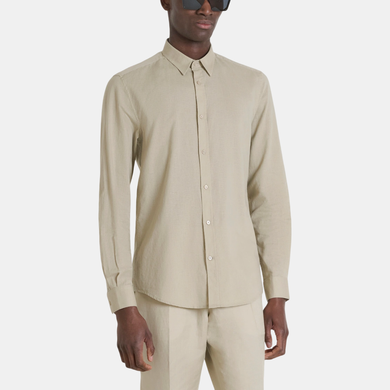 Мъжка бежова ленена риза Antony Morato MMSL00759-FA401074 Side View