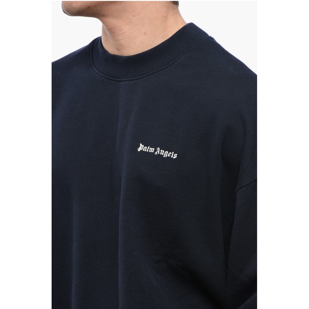 Palm Angels Crew Neck Brushed Cotton Sweatshirt with Embroidered Logo