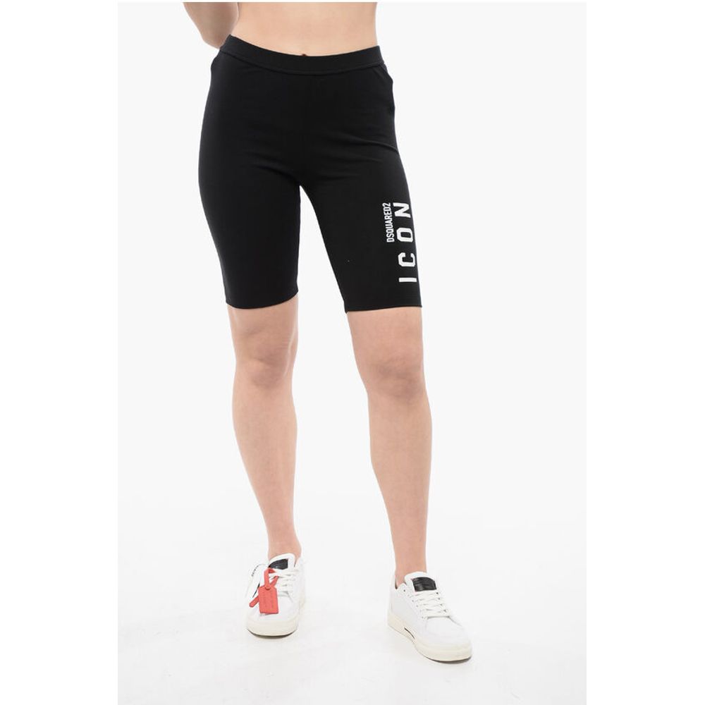 Dsquared² ICON Stretch Cotton Biker Shorts with Printed Logo