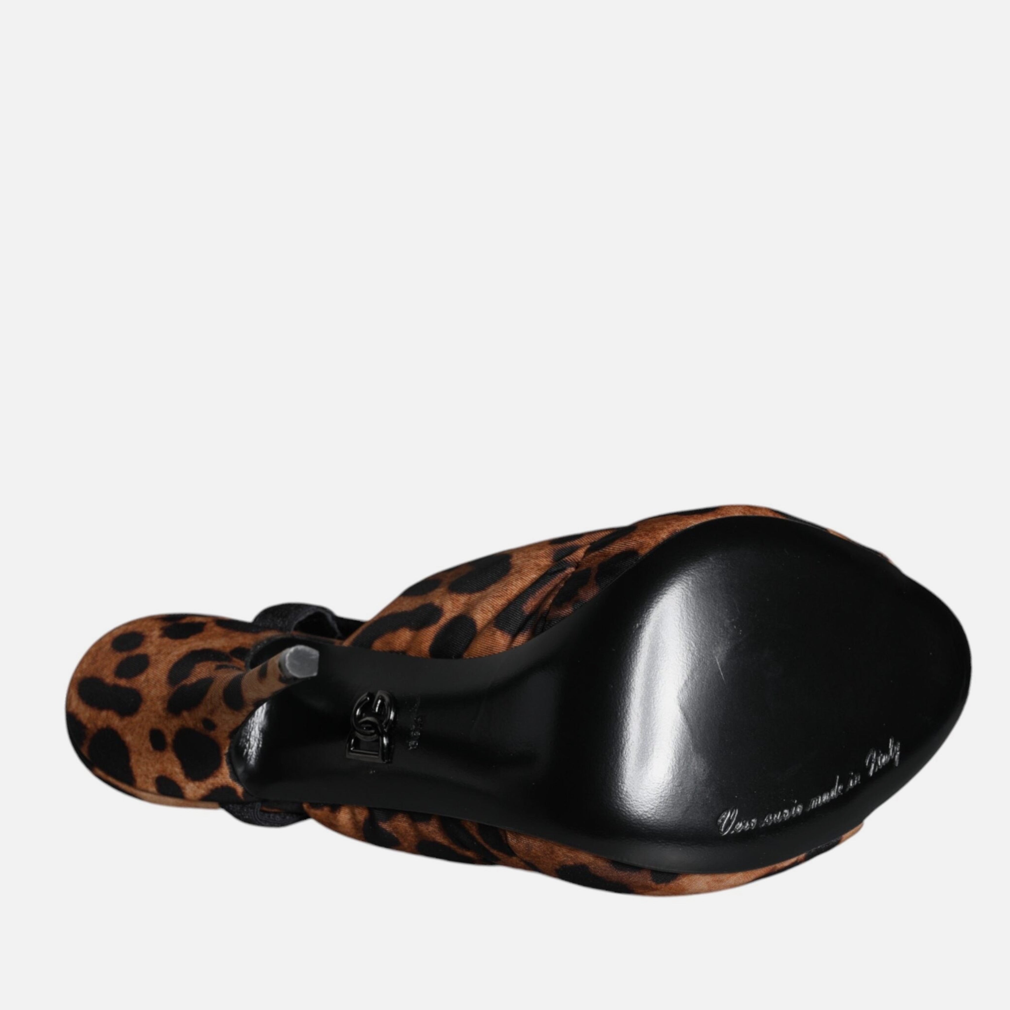 Дамски леопардови сандали на висок ток Dolce & Gabbana Quilted Leopard Print Nylon Sandals Heels