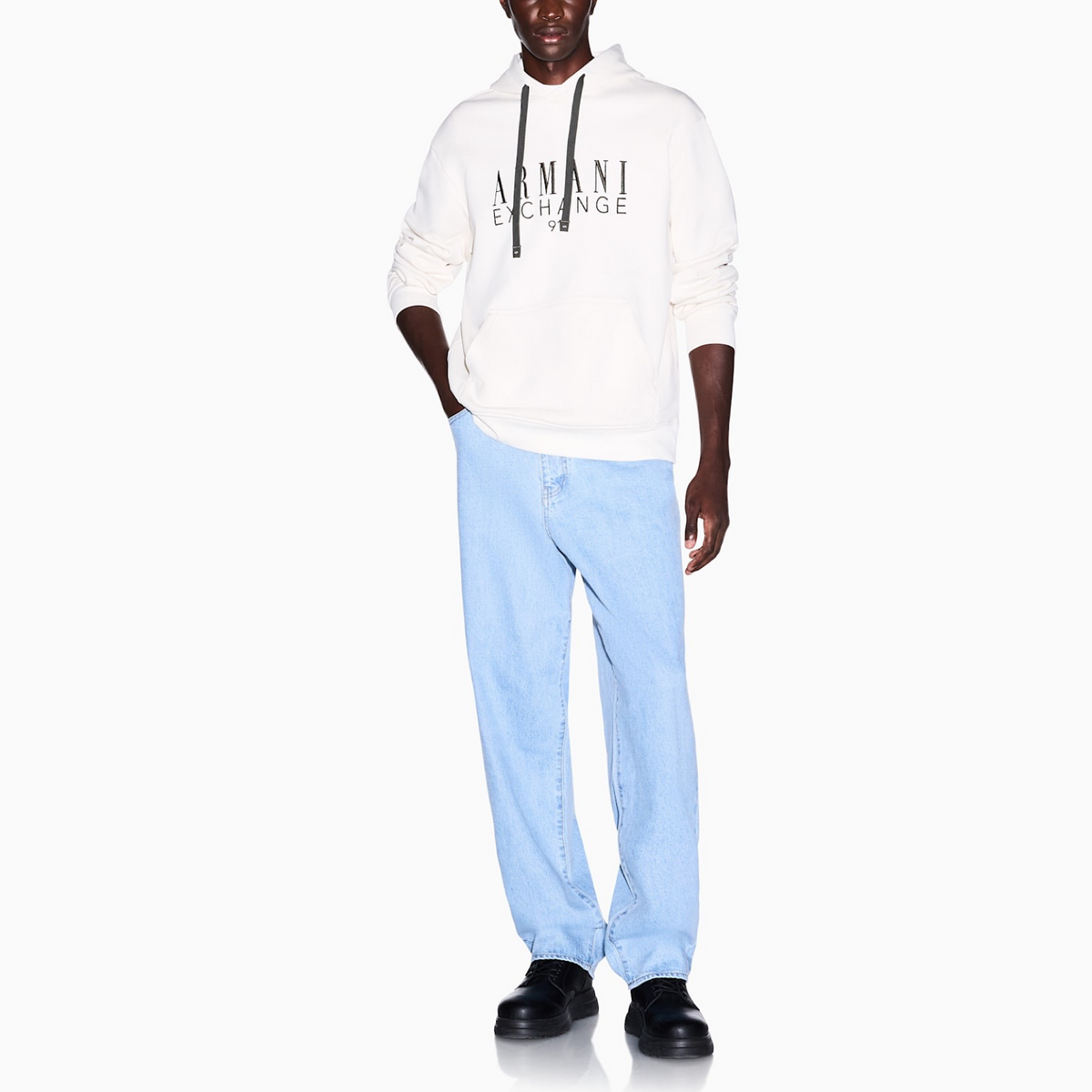 Armani Exchange ανδρικό φούτερ XM003429 AF10830 U0007 – Λευκό – Μπροστινή όψη