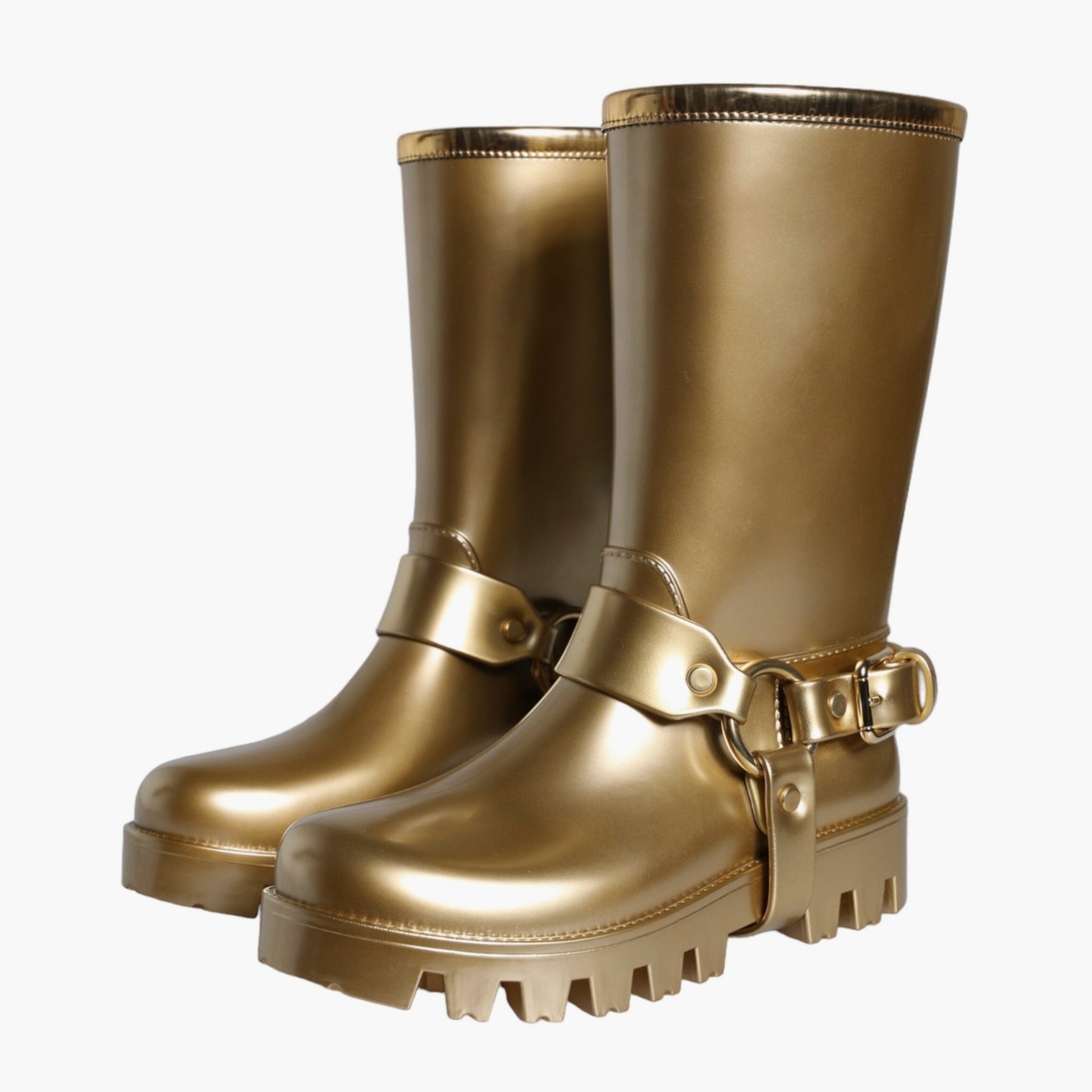 Дамски луксозни гумени ботуши за дъжд в златист цвят DOLCE & GABBANA
Women’s Metallic Gold Rubber PVC Rain Boots