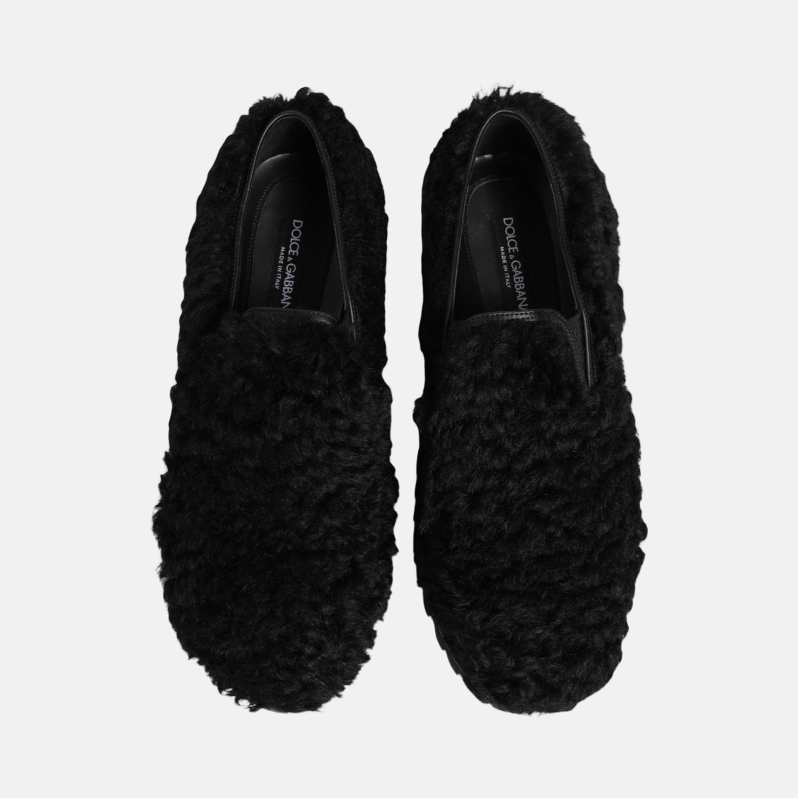 Dolce & Gabbana Black Lamb Fur Men Shoes