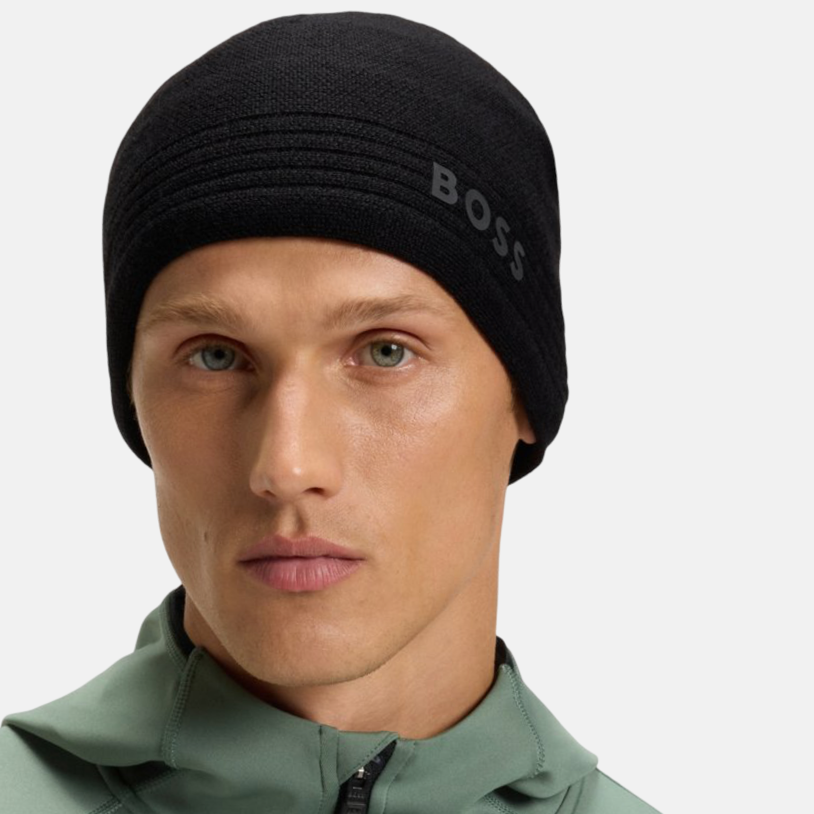 Мъжка черна зимна шапка Boss Men Hat 50552125 Front View