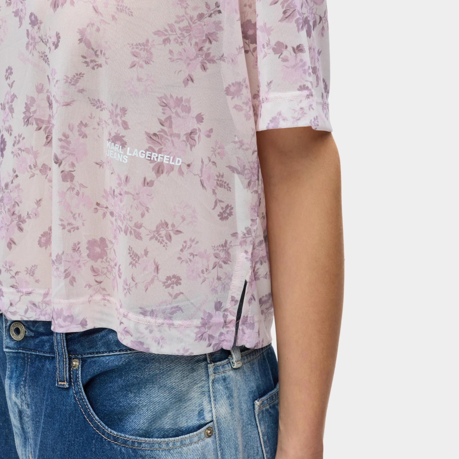 Дамска тениска Karl Lagerfeld Floral Mesh Women T-shirt B2W17089 2MZ Close-Up