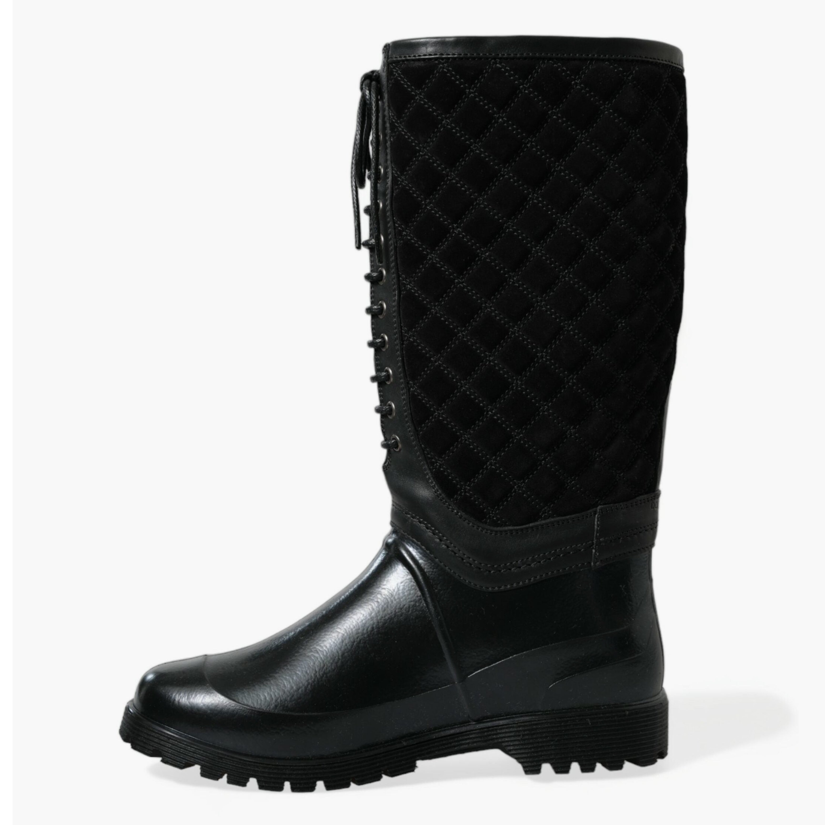 Мъжки луксозни ботуши за дъжд в черно с връзки DOLCE & GABBANA
Men’s Luxury Black Quilted Lace-up Rain Boots