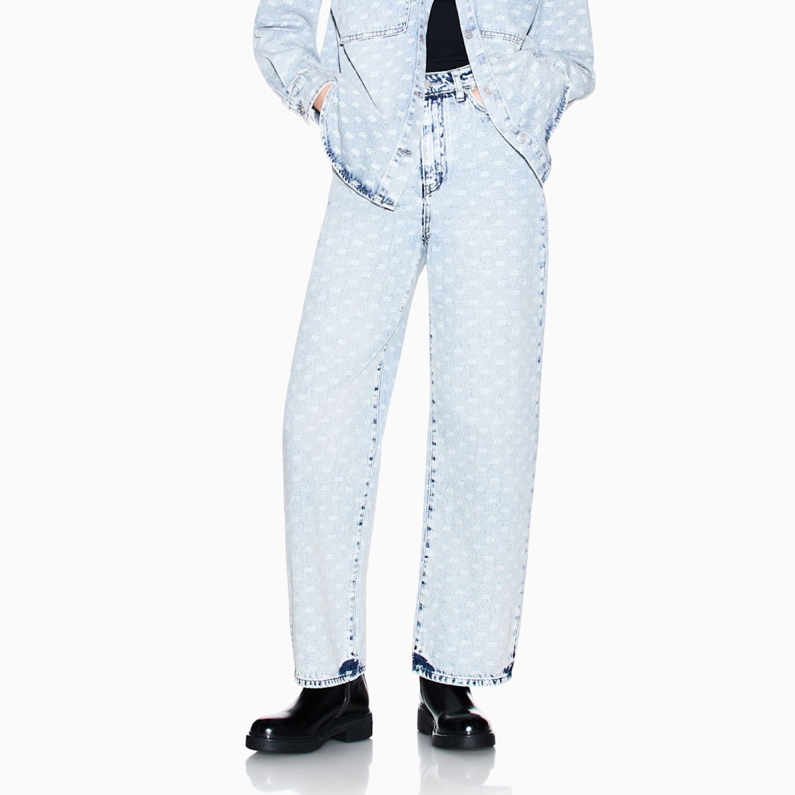 Дамски дънков панталон Armani Exchange Women Oversized Denim Trousers XM000100 AF25777 FB010 Front View