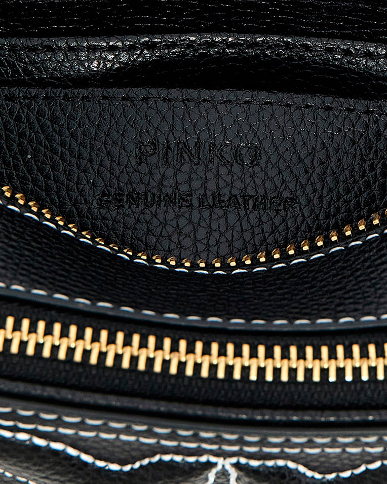 PINKO Black Leather Crossbody Bag