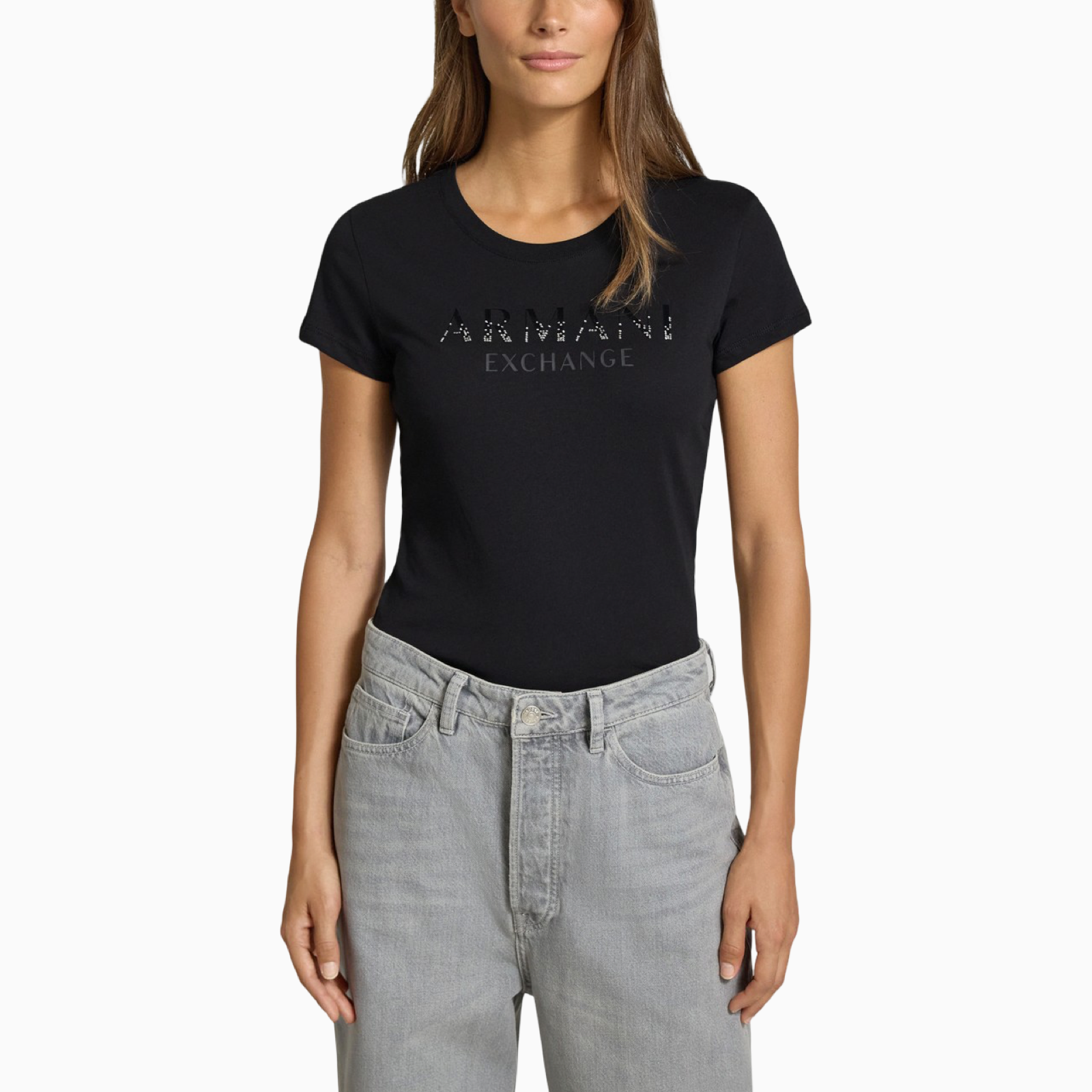 Дамска черна тениска Armani Exchange Women T-shirt XW001351 AF17172 Front View