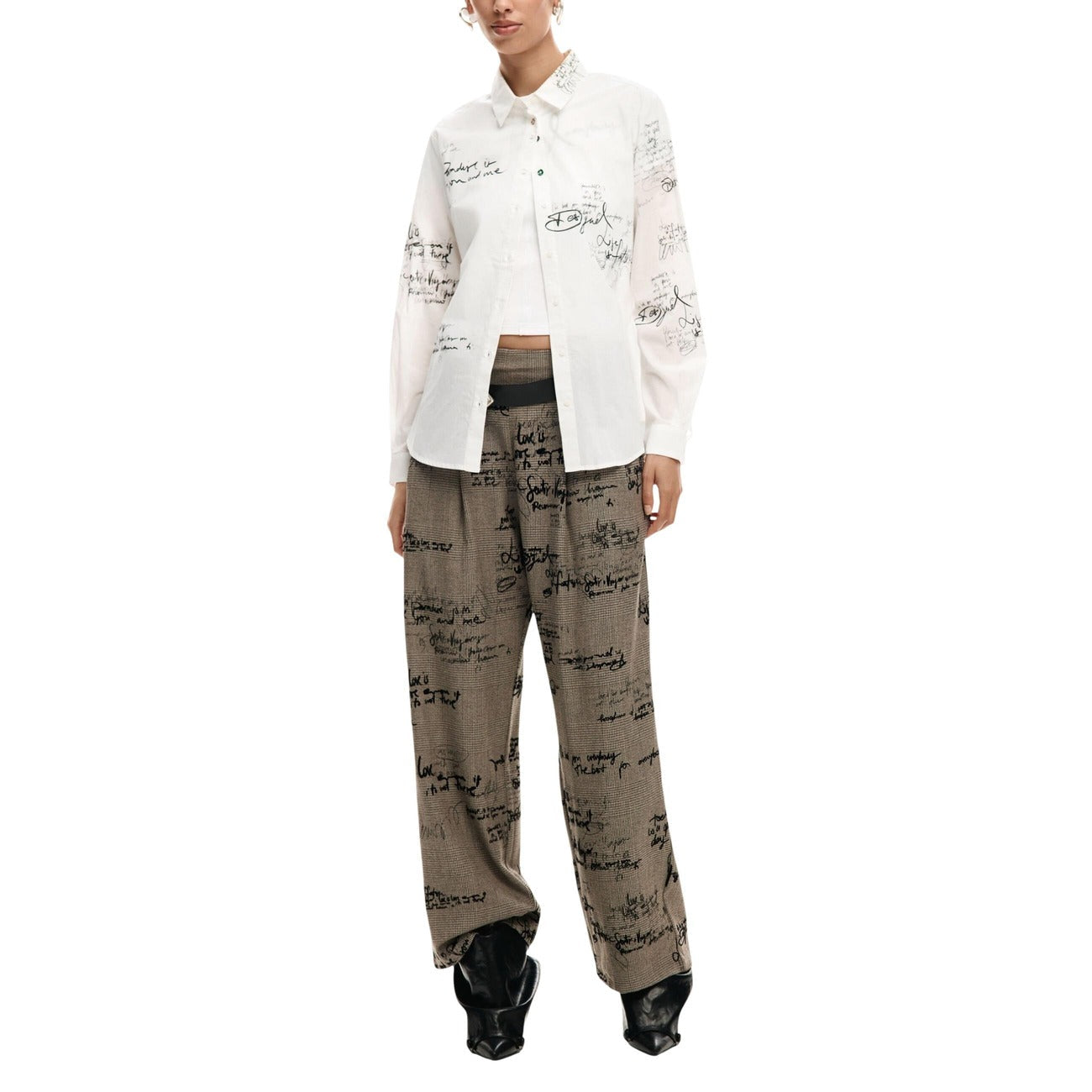 Дамска бяла риза Desigual Women Shirt 26SWCW09 1000 Front View