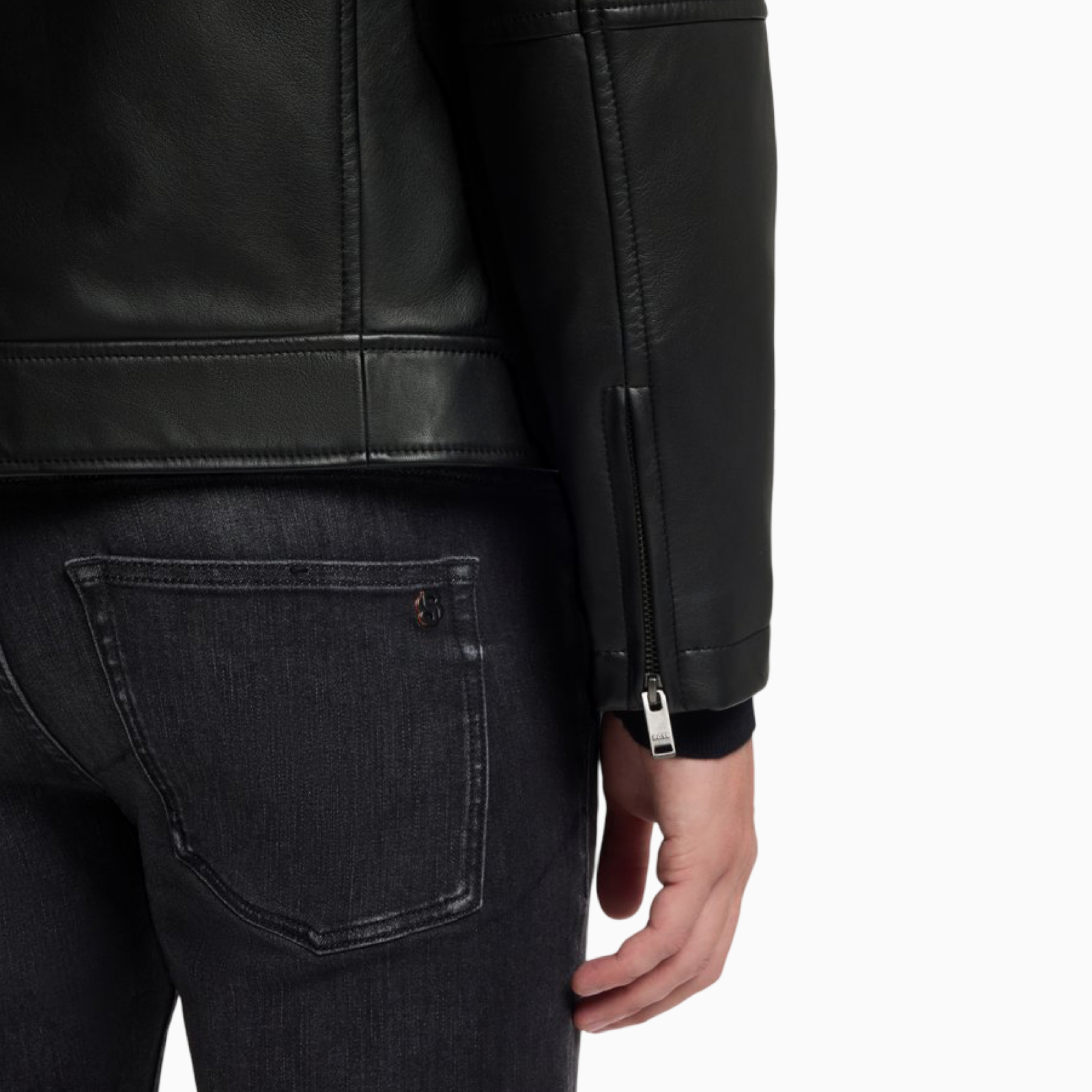 Мъжко кожено яке Boss Men Nappa Leather Jacket 50552141-001 Close-Up