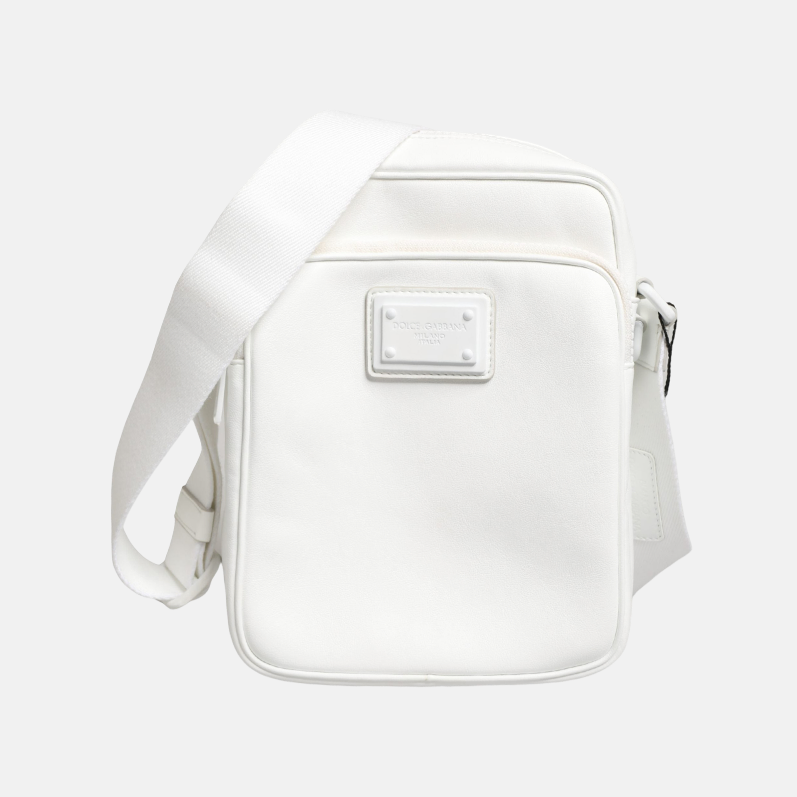 Dolce & Gabbana White Logo Plaque Crossbody Bag BM969S B0044 80001 Front View