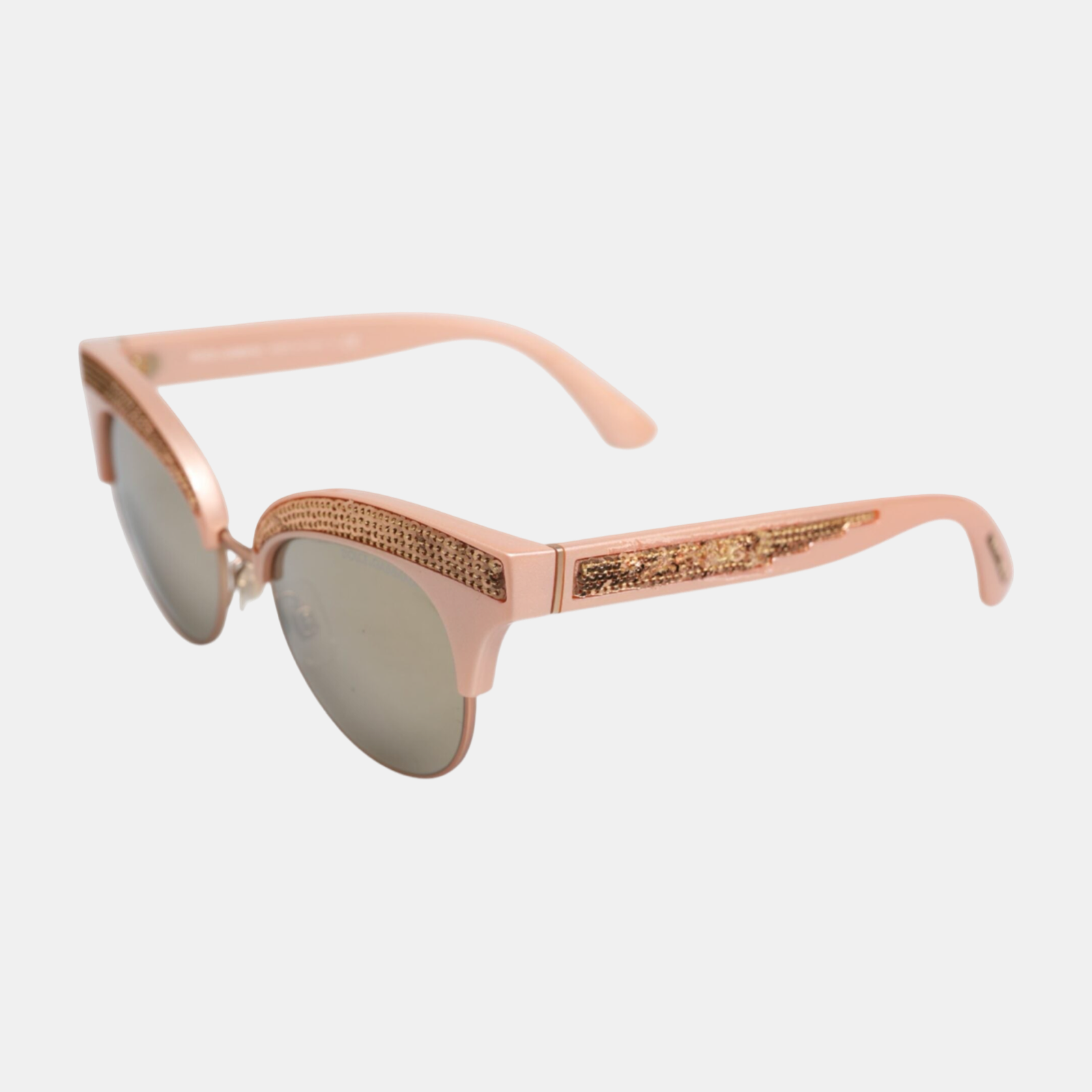 Dolce & Gabbana Pink Gold Mirrored Cat Eye DG6109 Sequined Sunglasses