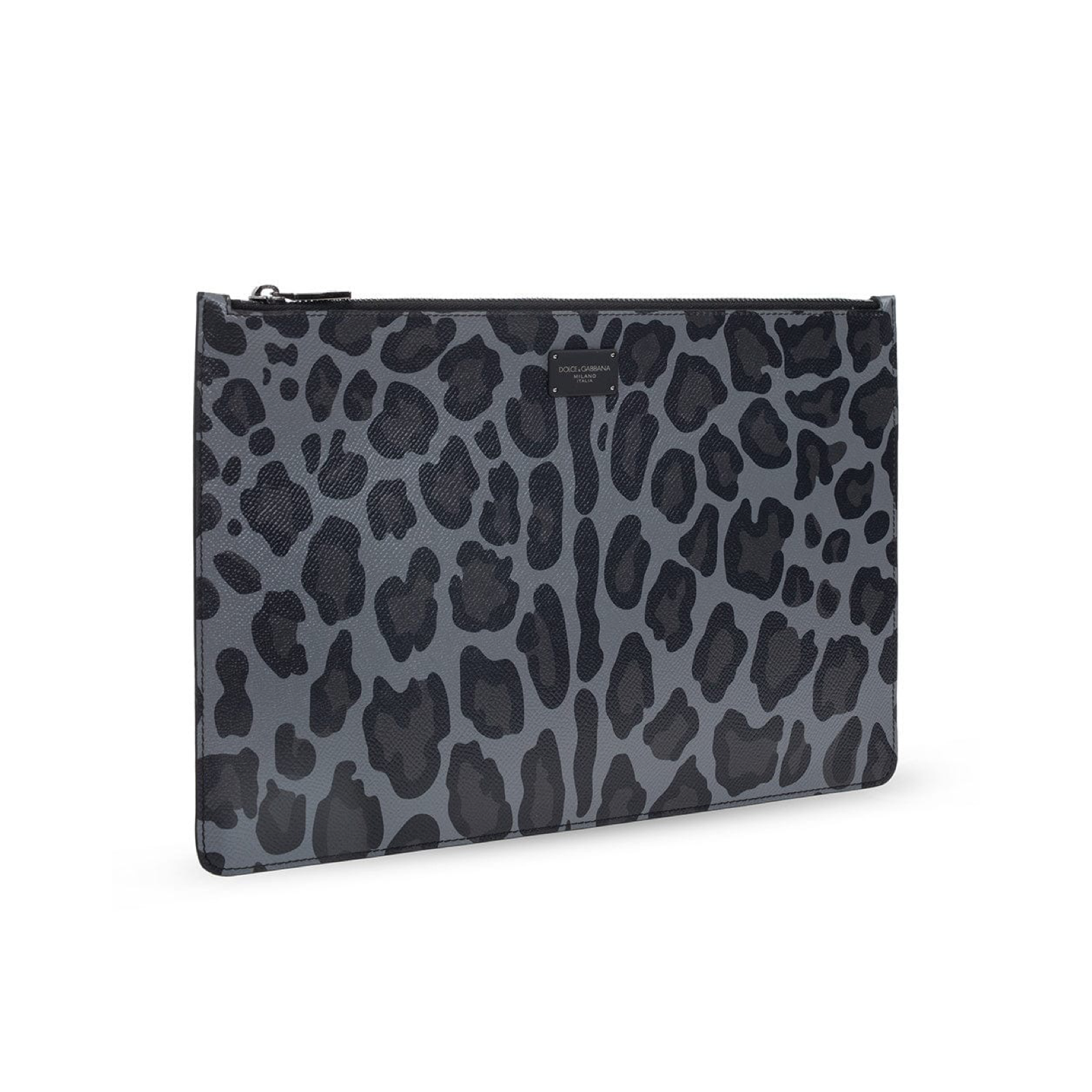 Dolce & Gabbana Leopard Jacquard Logo Plaque Clutch Bag BP2182 AZ657 HJILJ Side View