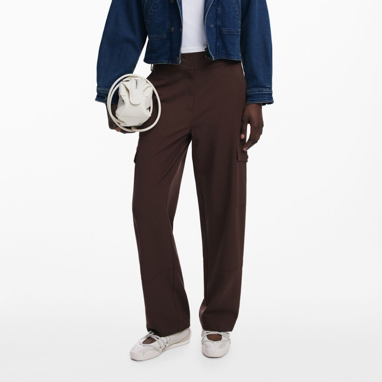 Дамски кафяв панталон Desigual Women Trousers 25WWPW08 Front View