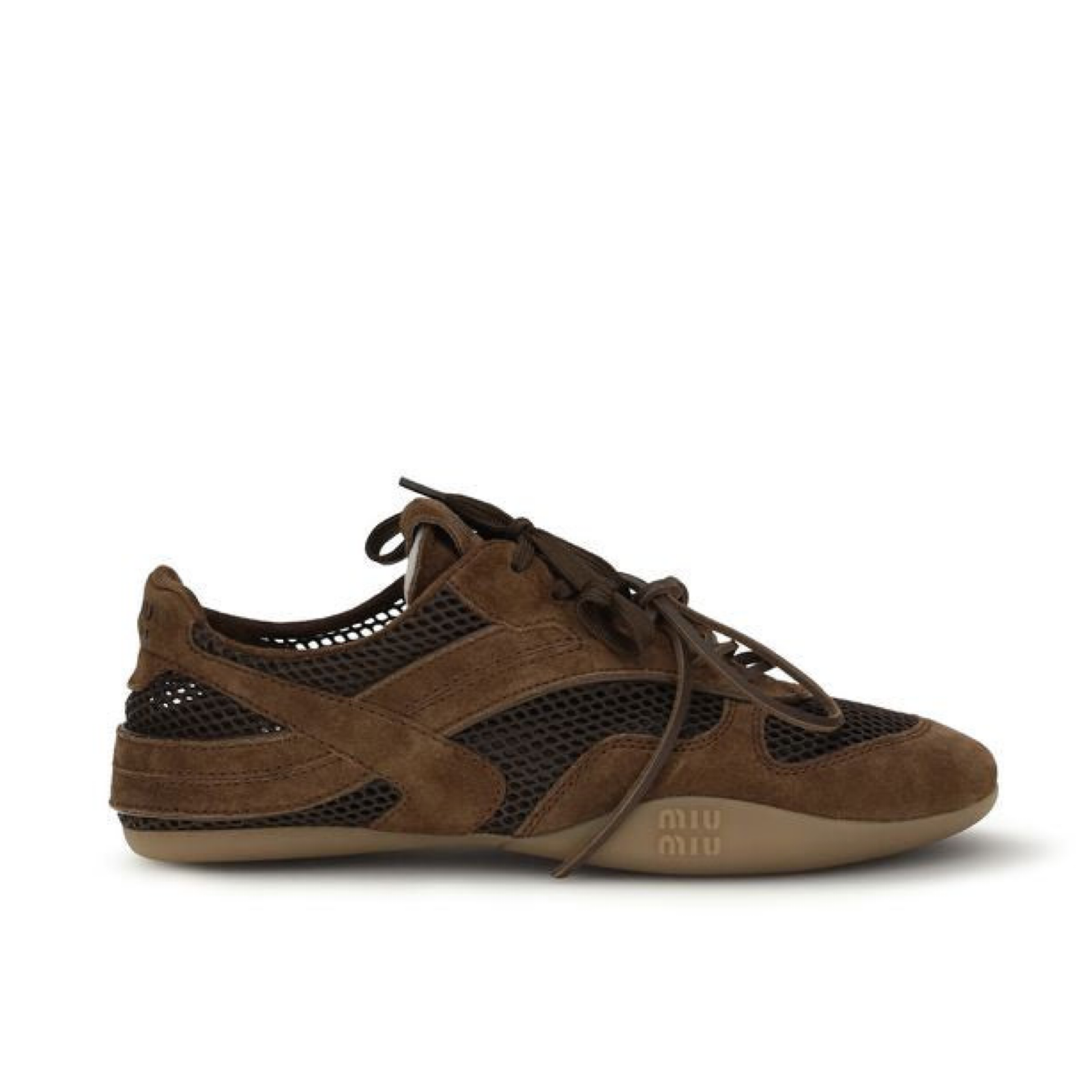 Miu Miu Mesh And Suede Athletic Sneakers 5E589EF0053KU1F0324 Lateral View