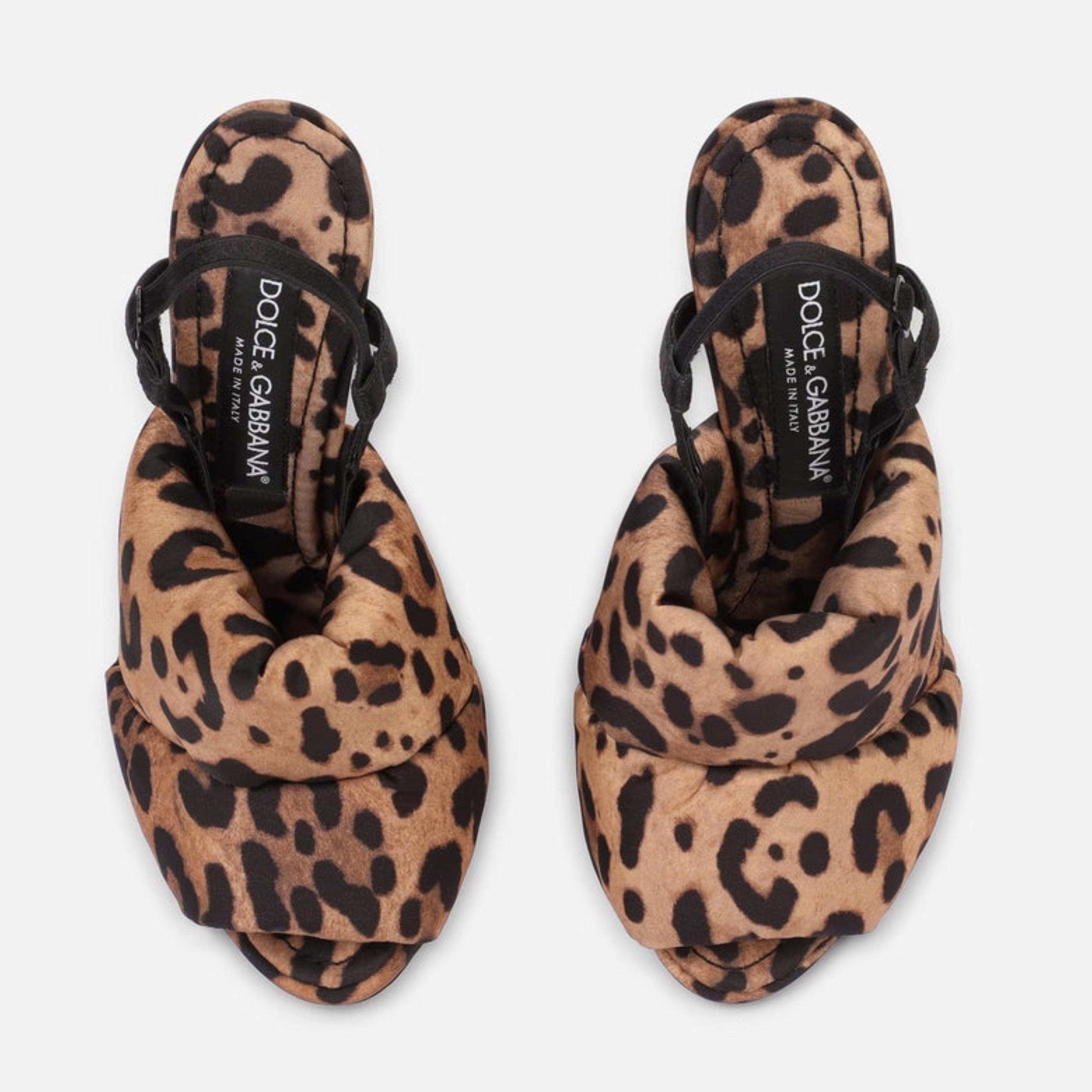 Дамски леопардови сандали на висок ток Dolce & Gabbana Quilted Leopard Print Nylon Sandals Heels