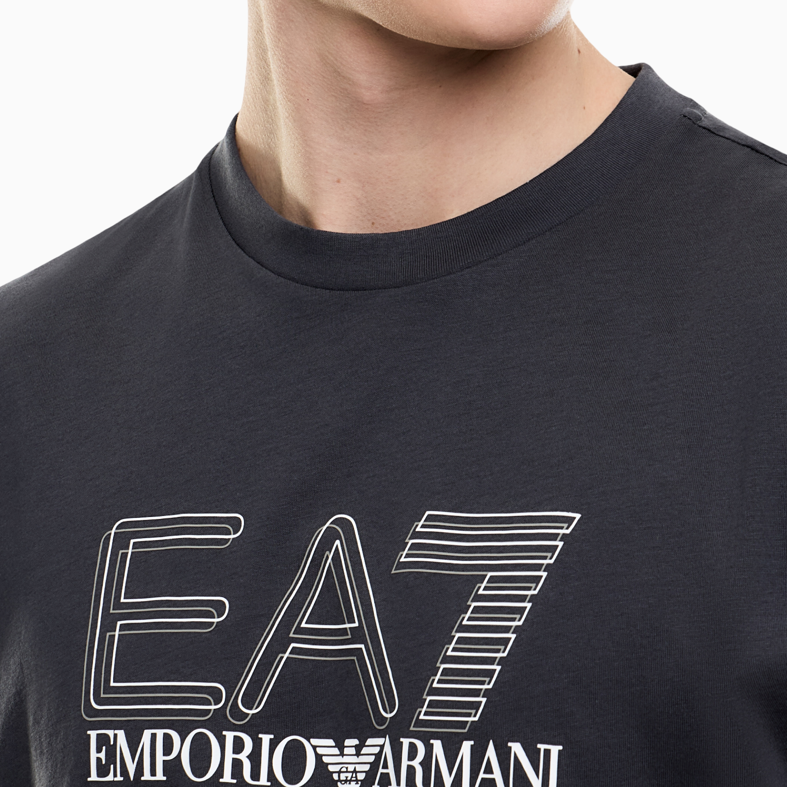Мъжка сива тениска EA7 Emporio Armani Men T-shirt 7M001307 AF10375 U8111 Close-Up