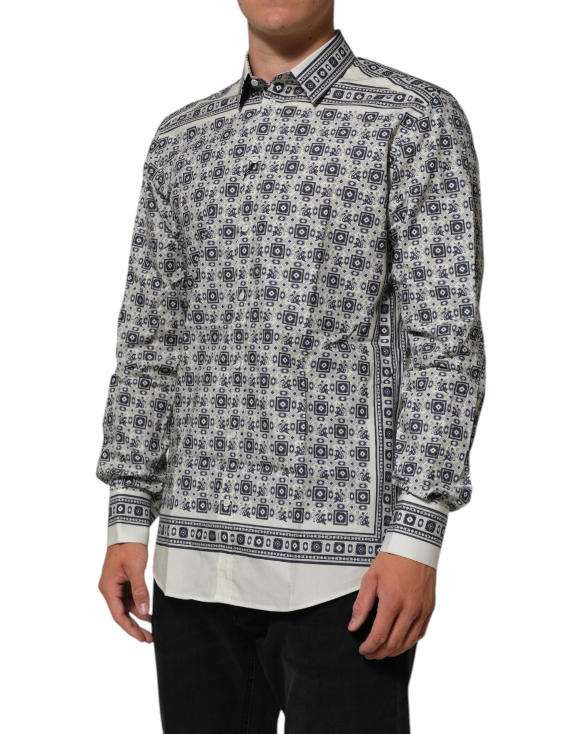 Мъжка луксозна риза Men’s monkey tie print DOLCE & GABBANA GOLD angled view