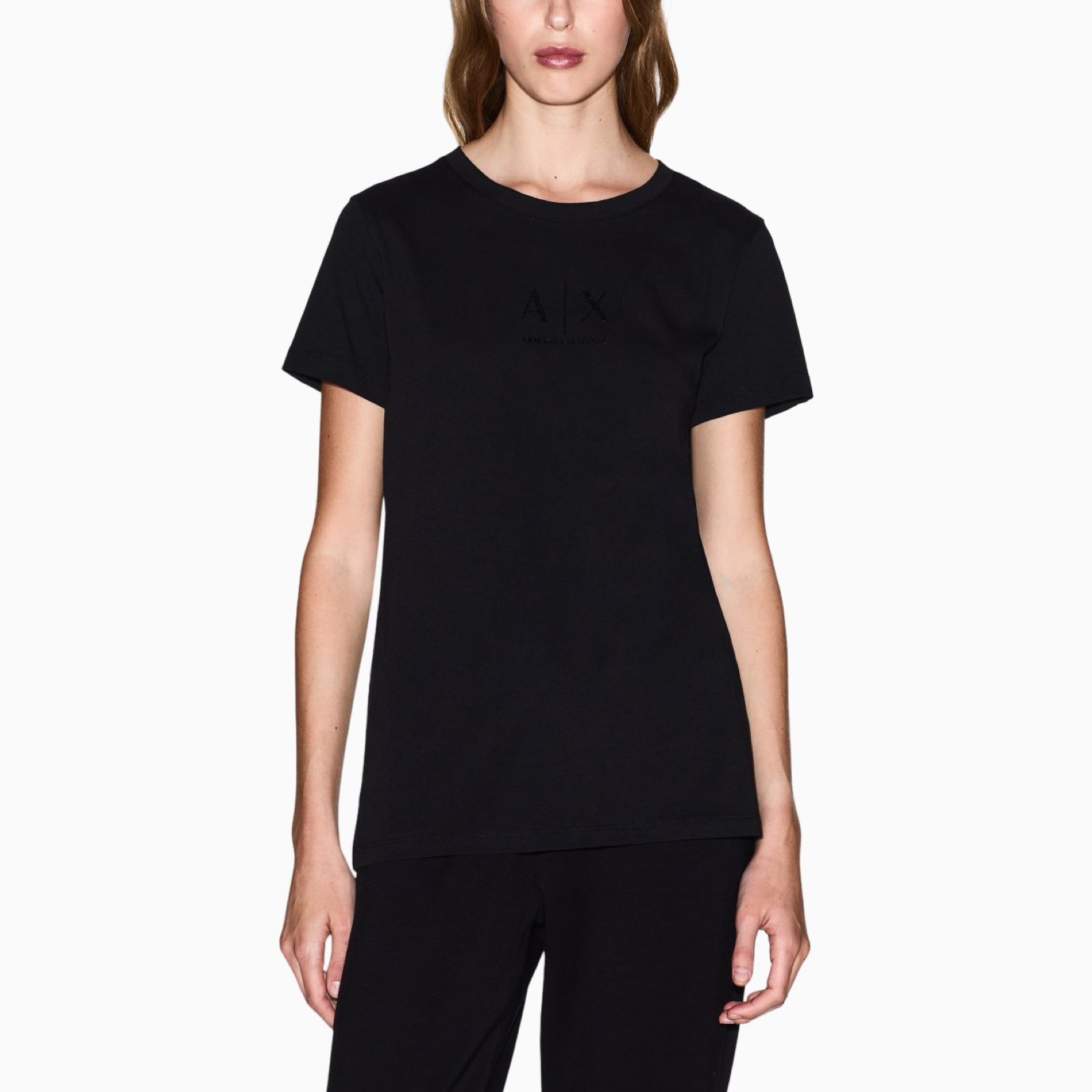 Дамска черна тениска Armani Exchange Women T-shirt XW001459 AF10356 Front View
