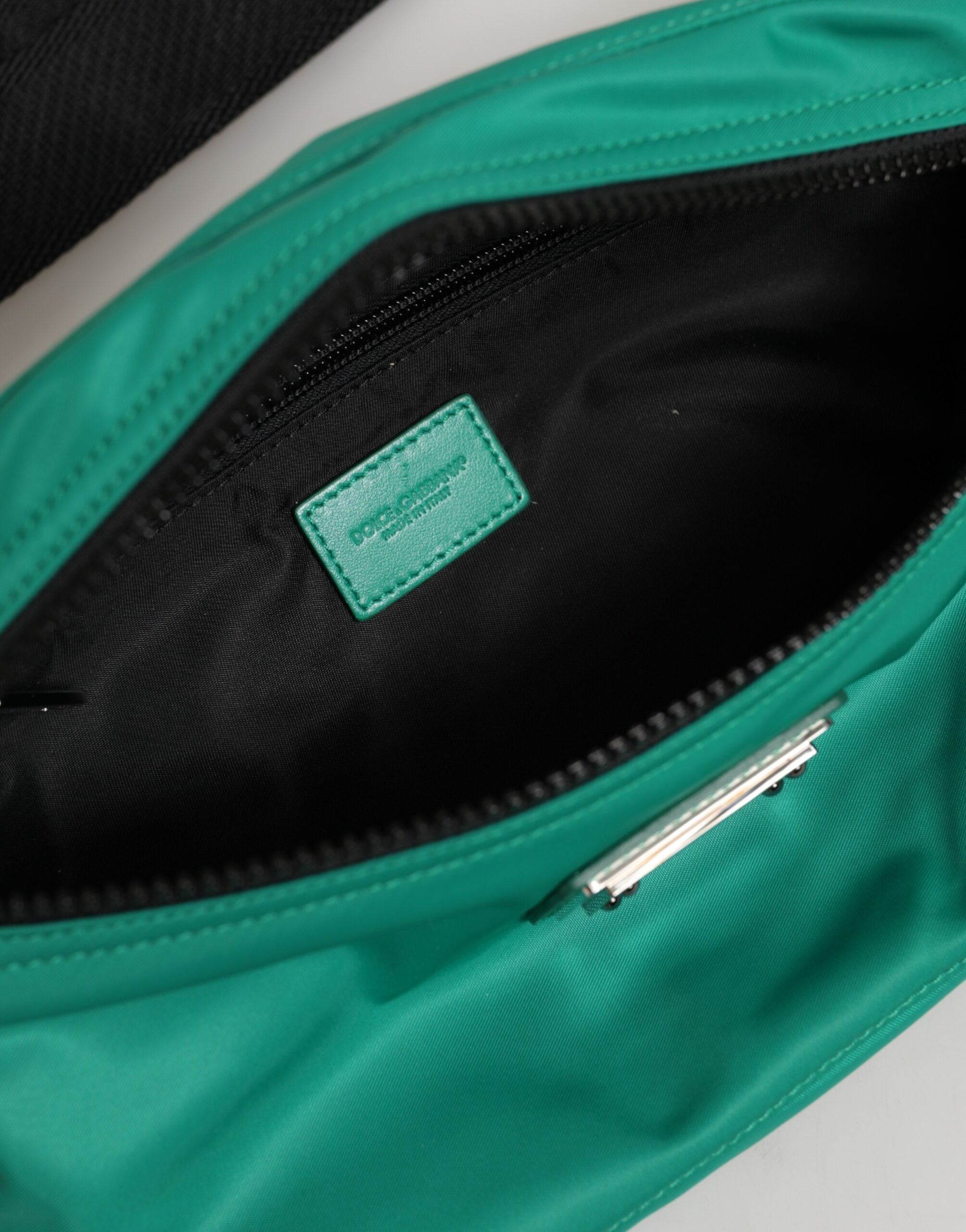 Dolce & Gabbana Green Logo Plaque Waist Bag Inside View