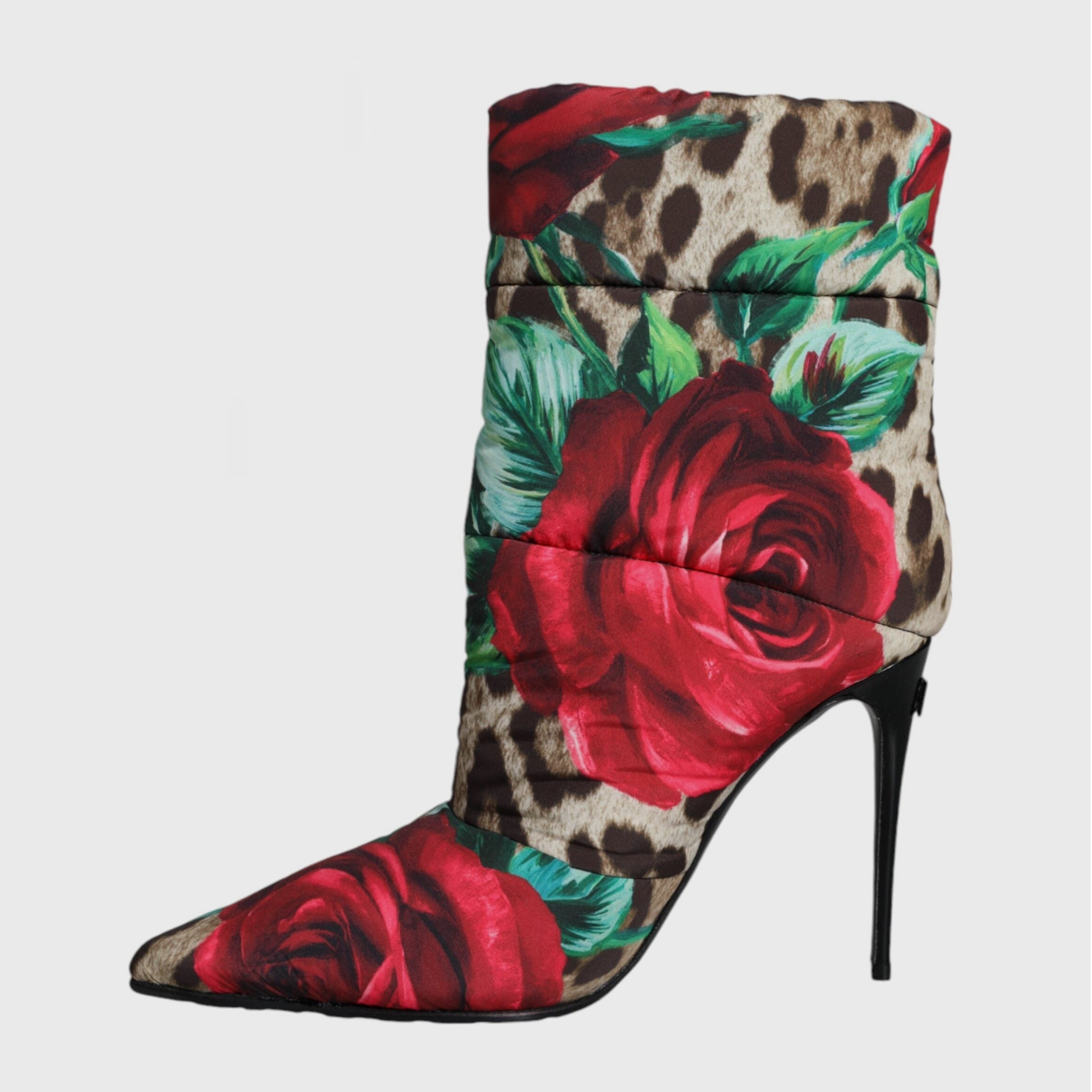 Дамски боти на висок ток с принт на леопард и рози DOLCE & GABBANA
Women’s Luxury Leopard and Roses Ankle Boots