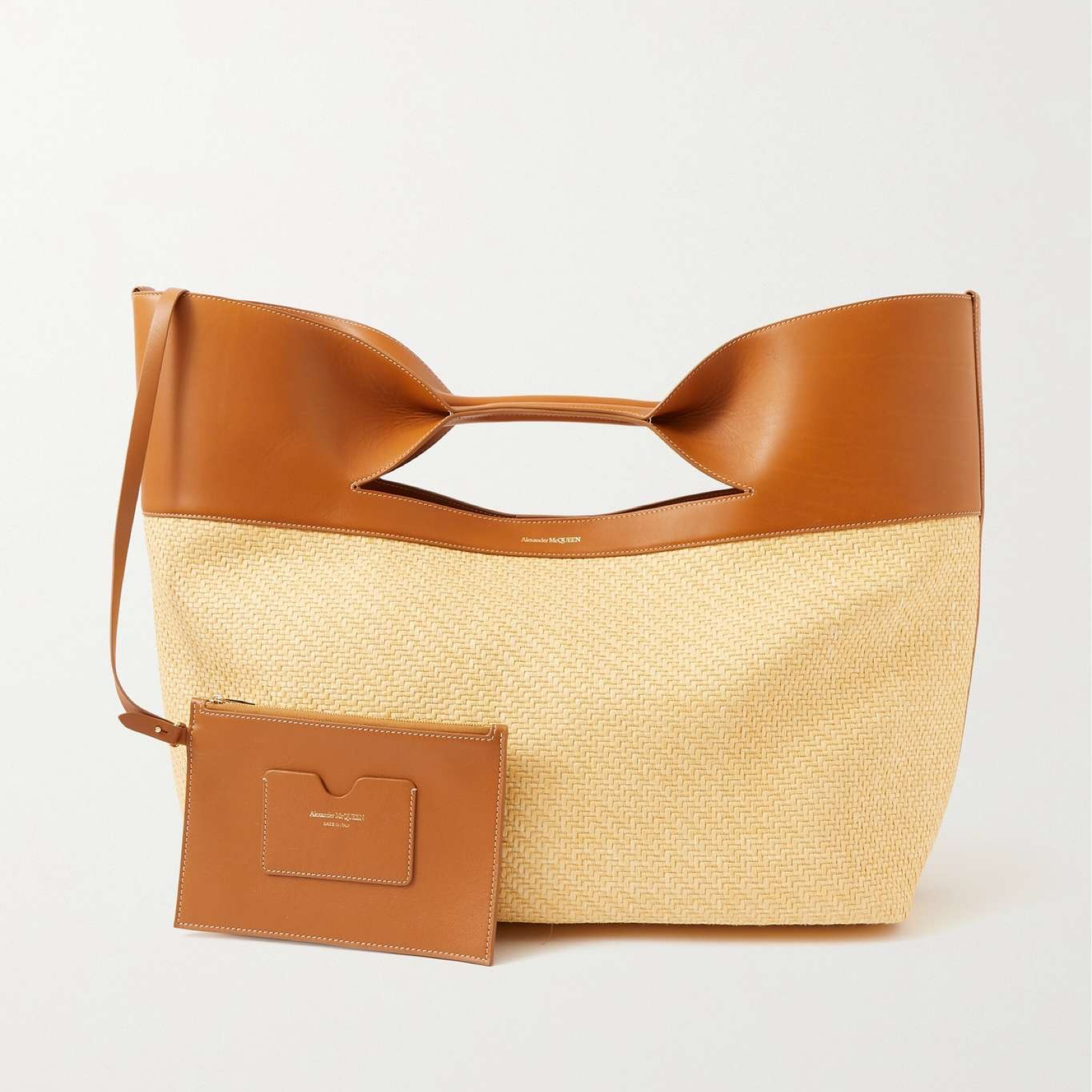 Дамска чанта Alexander McQueen The Bow Woven Tote Bag Front View