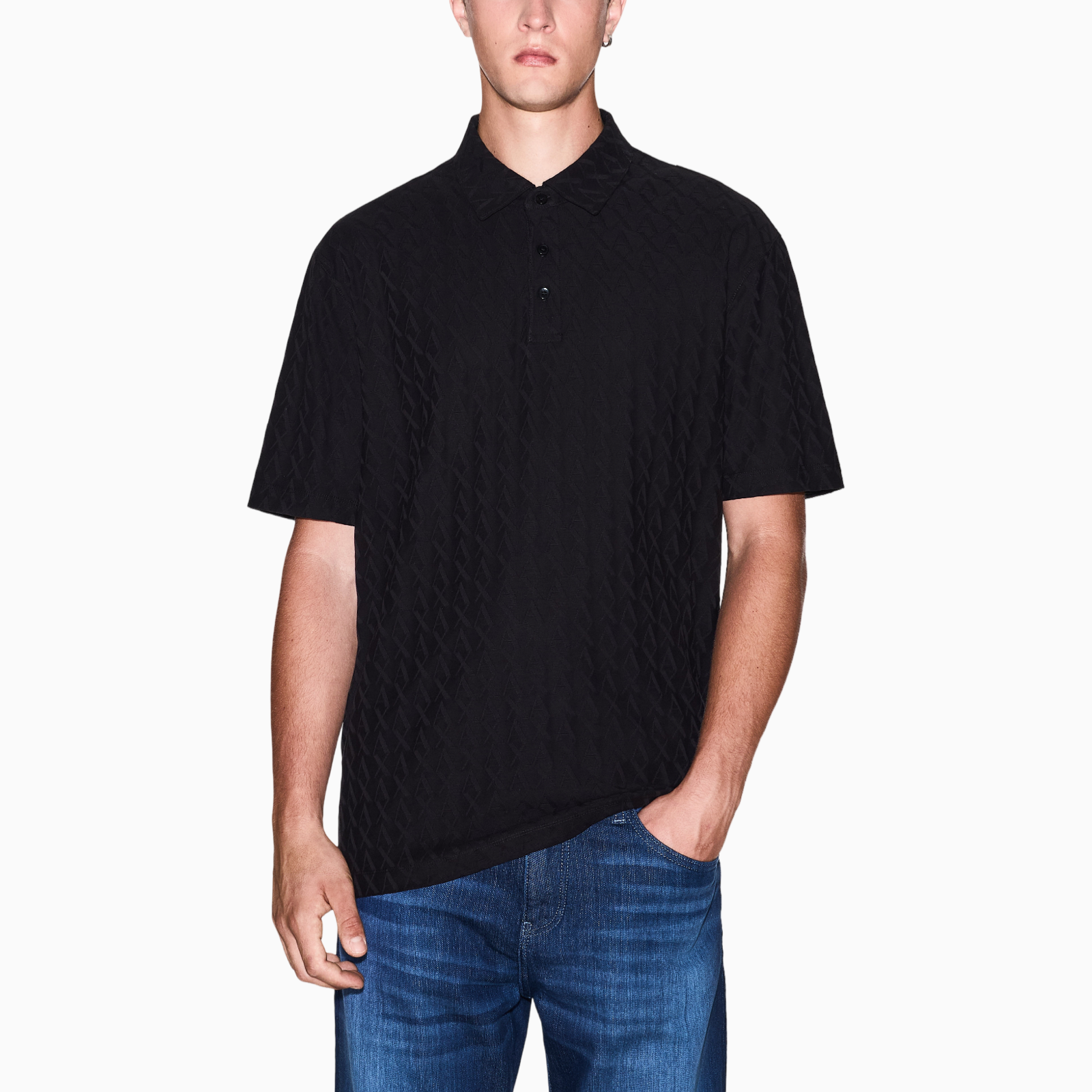 Мъжка черна поло тениска Armani Exchange Men Polo XM001292 AF10337 UC001 Front View