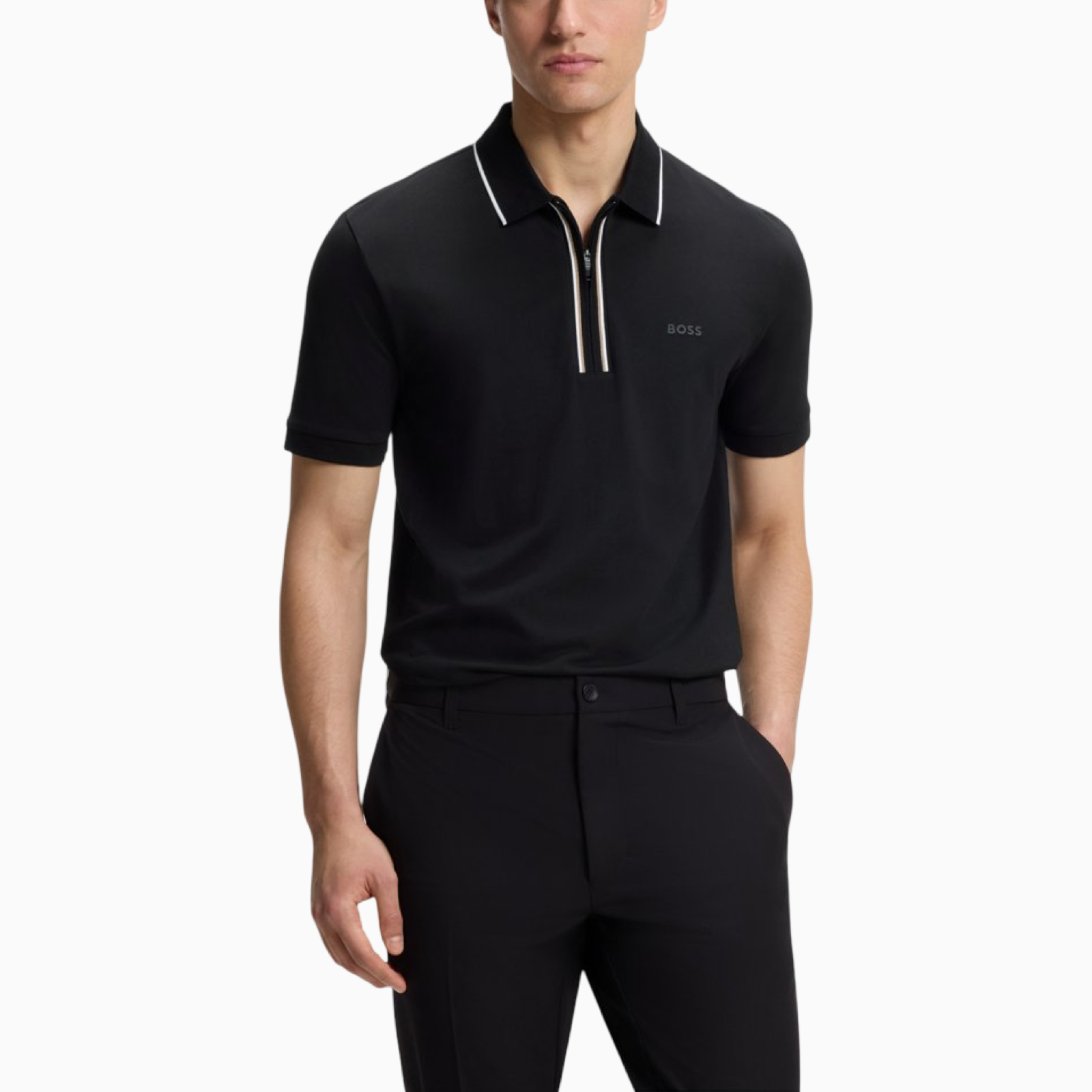 Мъжка черна поло тениска Boss Philix 50555698 001 Front View