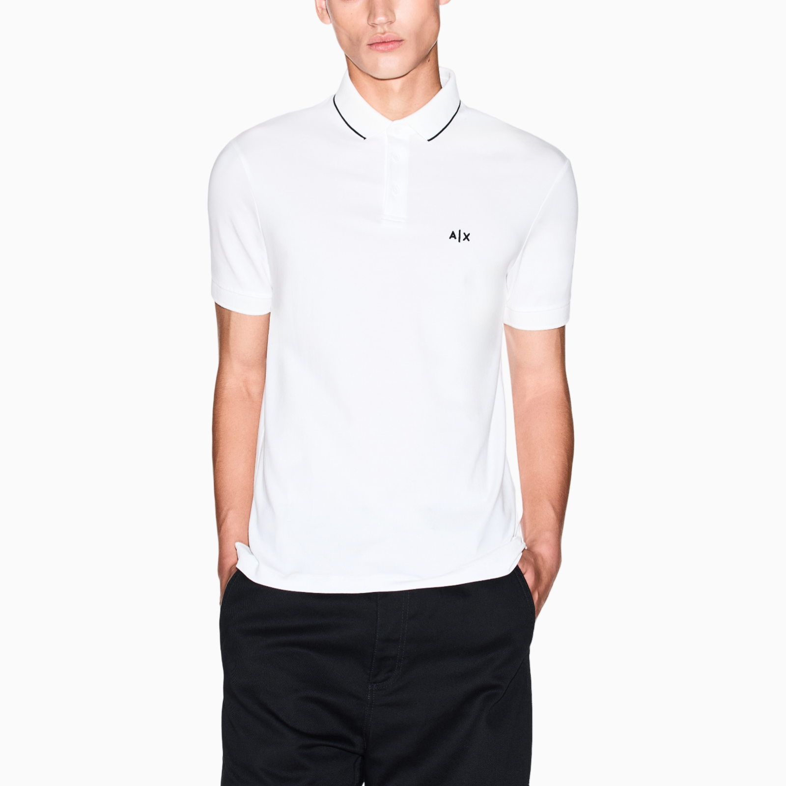Мъжка бяла поло тениска Armani Exchange Men Polo XM001289 AF10363 U0009 Front View