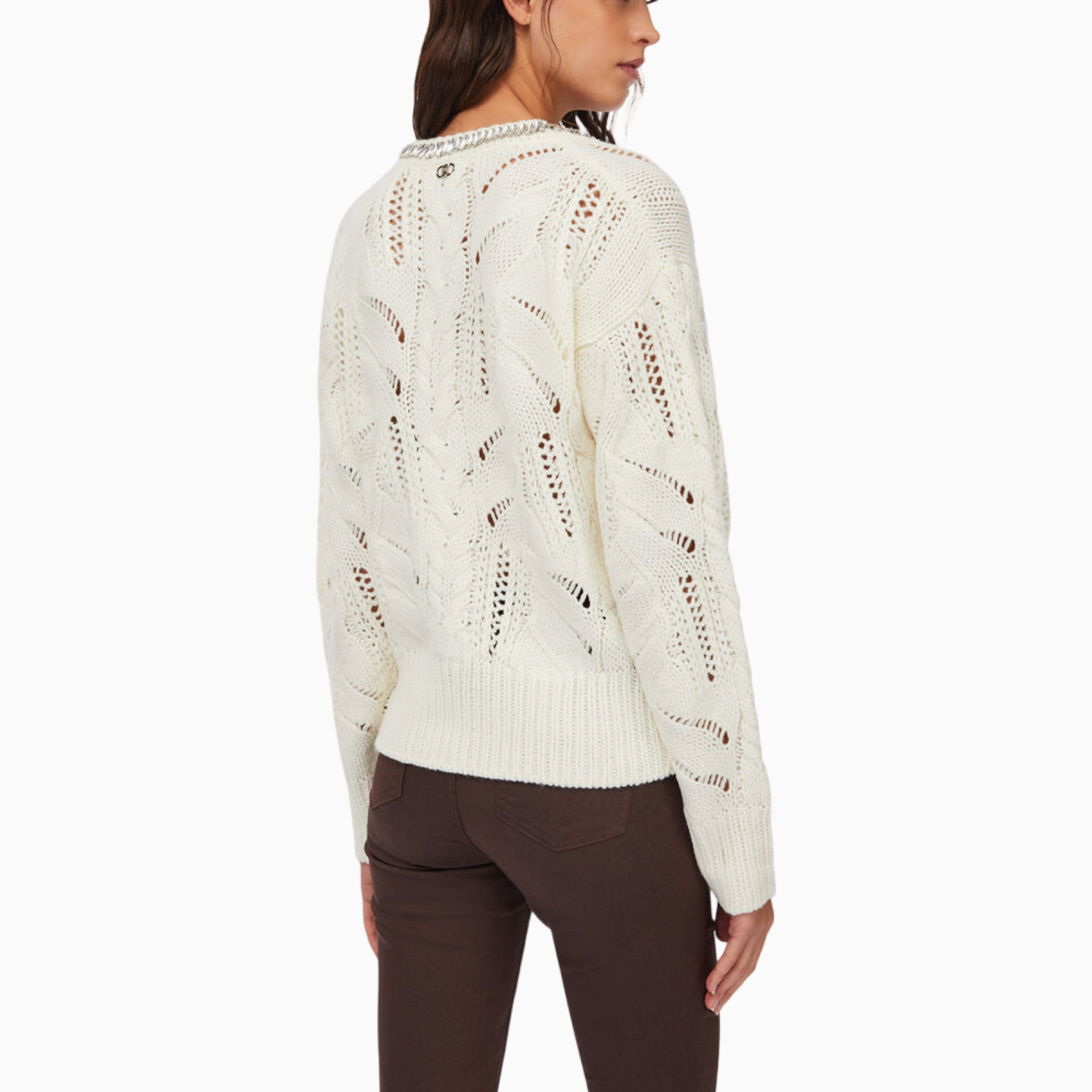 Дамски бял пуловер Liu Jo Sweater MF5452 MA37R Back View