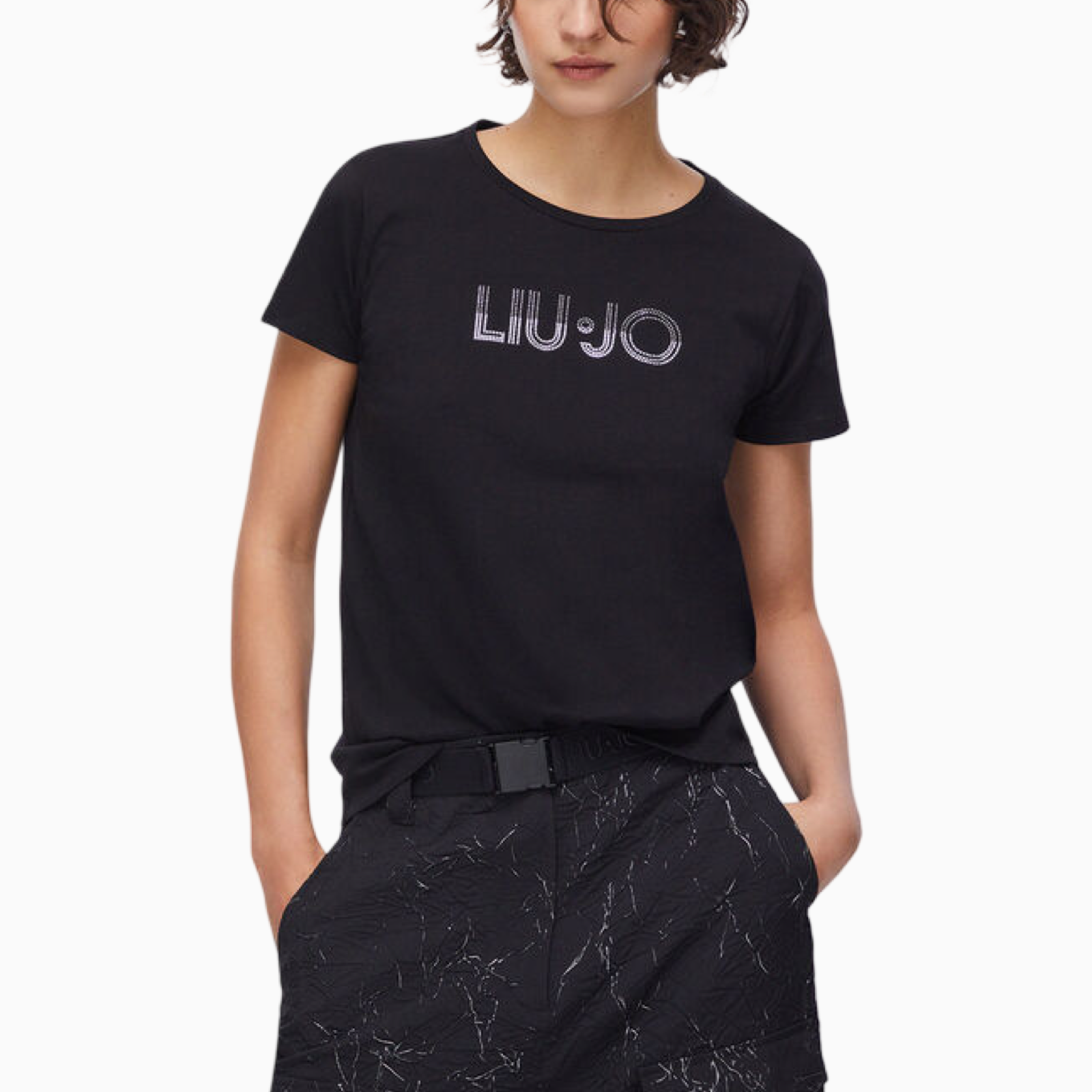 Дамска черна тениска Liu Jo Women T-shirt TA6056 JS923 W9415 Front View