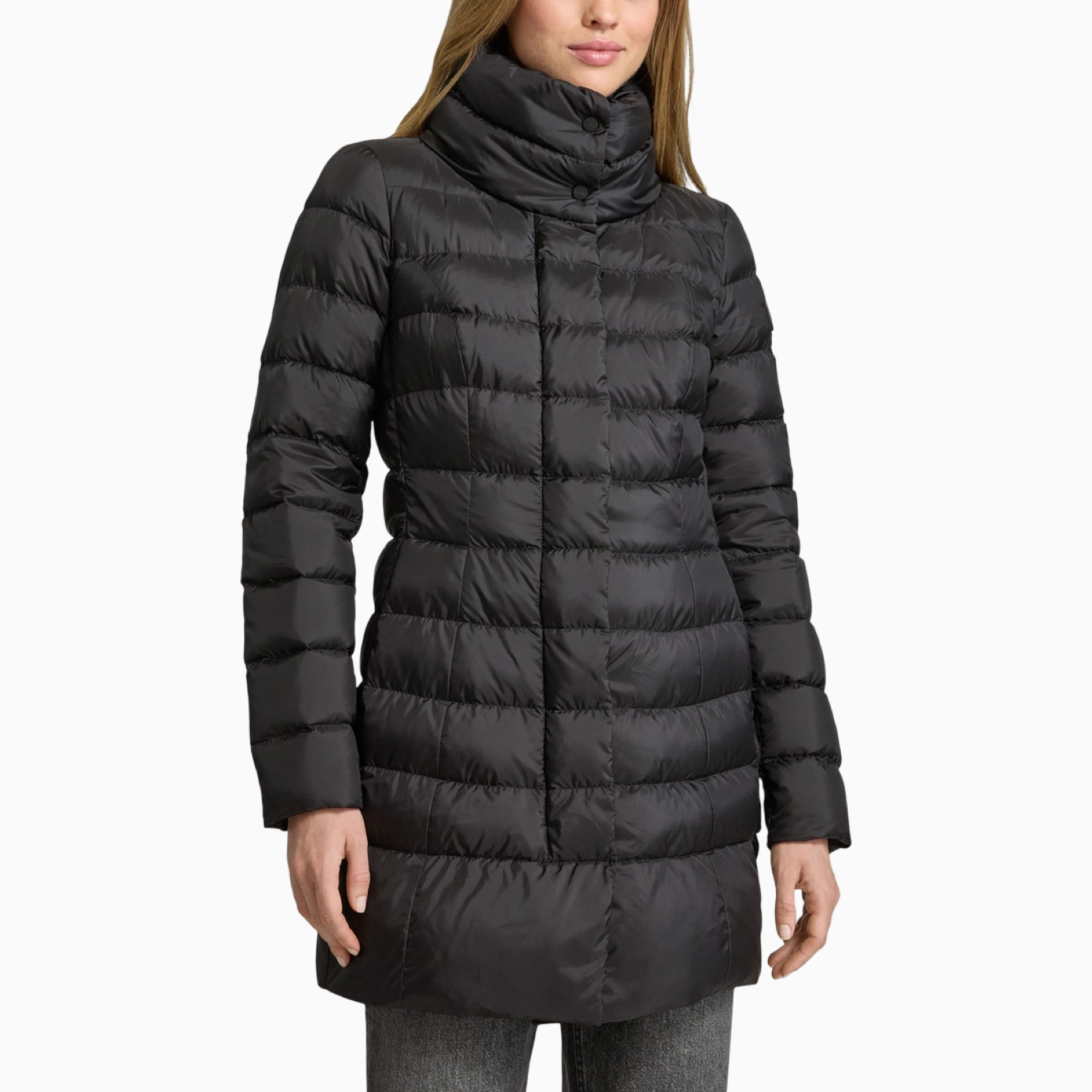 Дамско черно дълго яке Peuterey Women Jacket PED545601181967 Front View