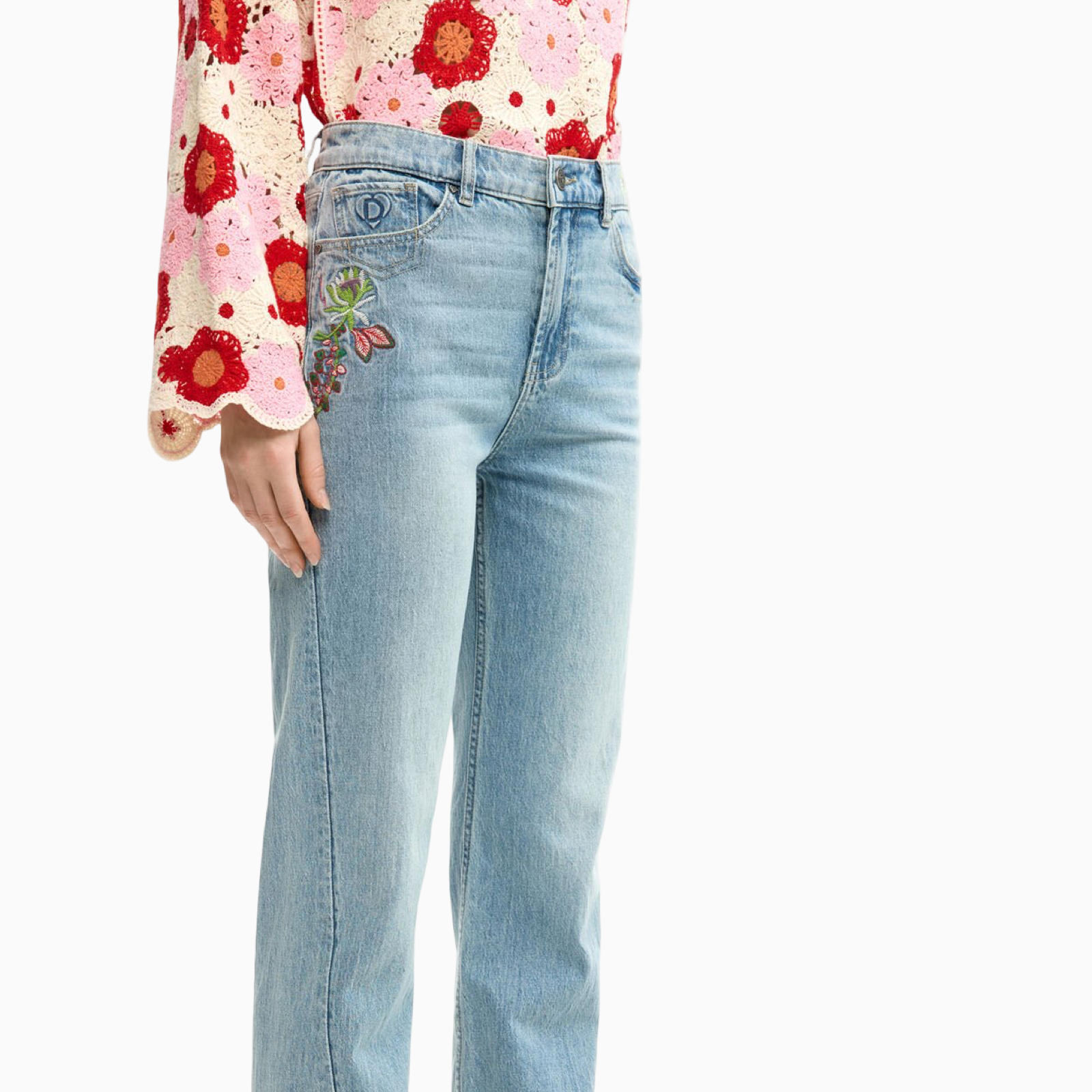 Дамски дънки Desigual Women Jeans 26SWDD30 5053 Side View