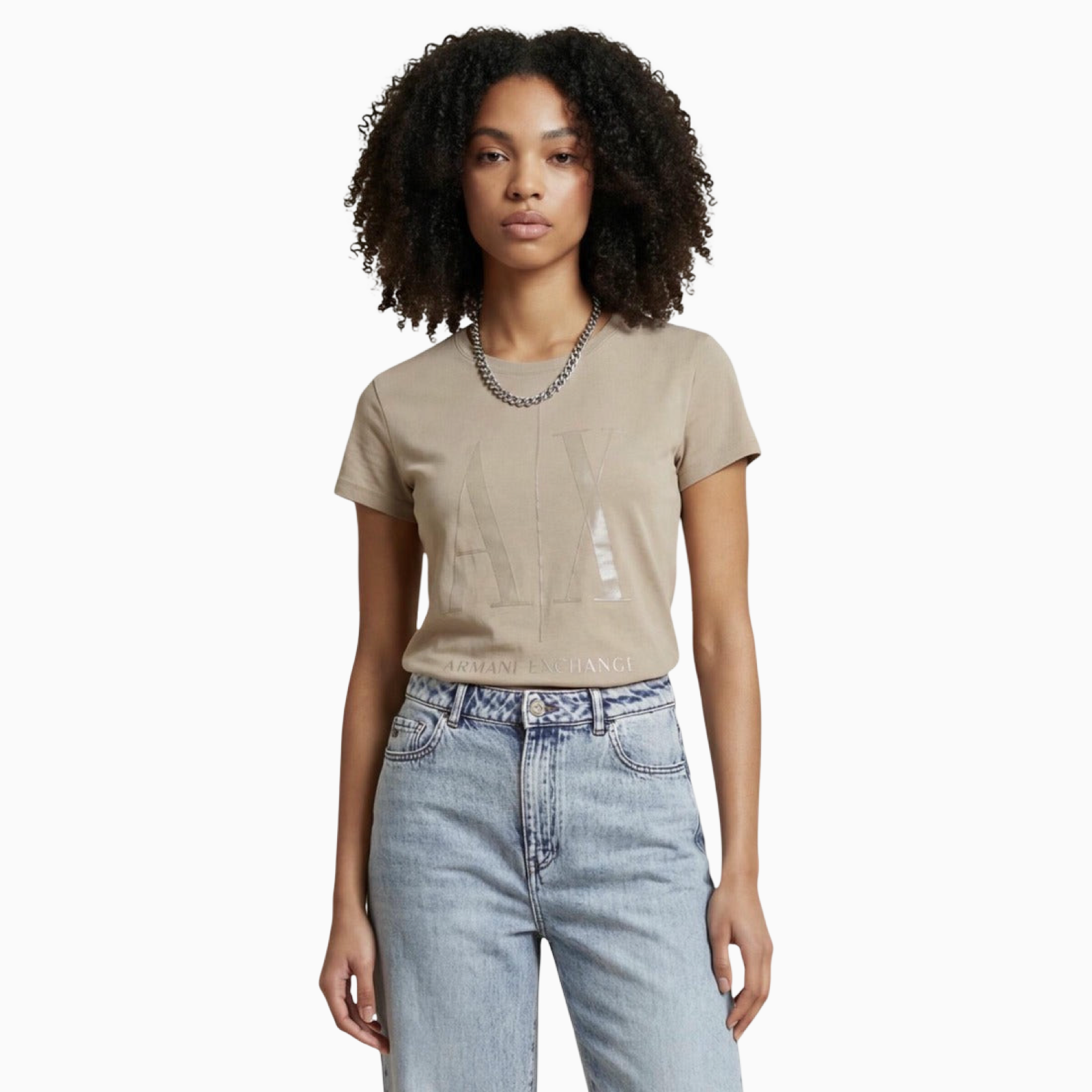 Дамска бежова тениска Armani Exchange Women T-shirt 8NYTCX YJG3Z Front View