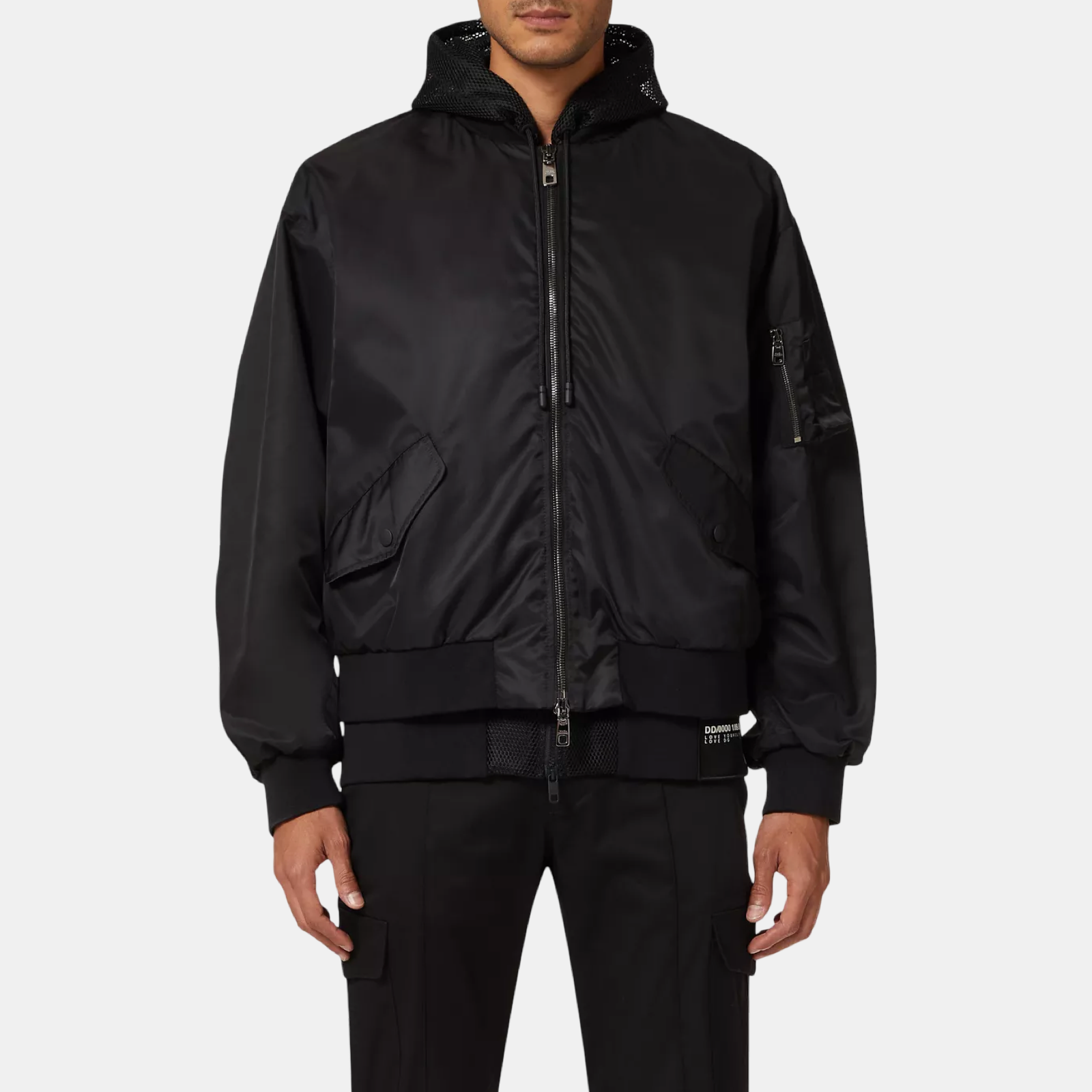 Dolce & Gabbana Nylon Hooded Men Bomber Jacket Front View