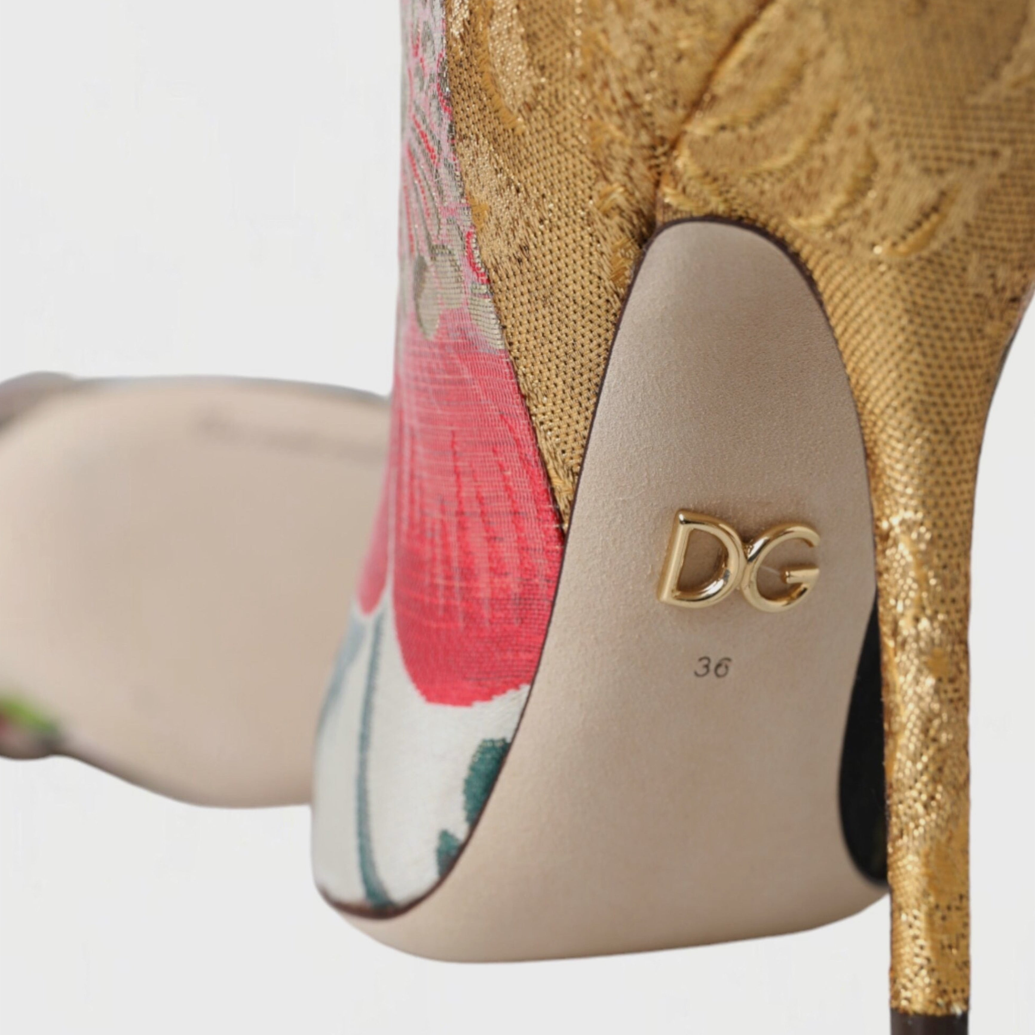 Дамски луксозни ботуши на висок ток с пачуърк DOLCE & GABBANA Women’s Multicolor Patchwork Print Heeled Boots