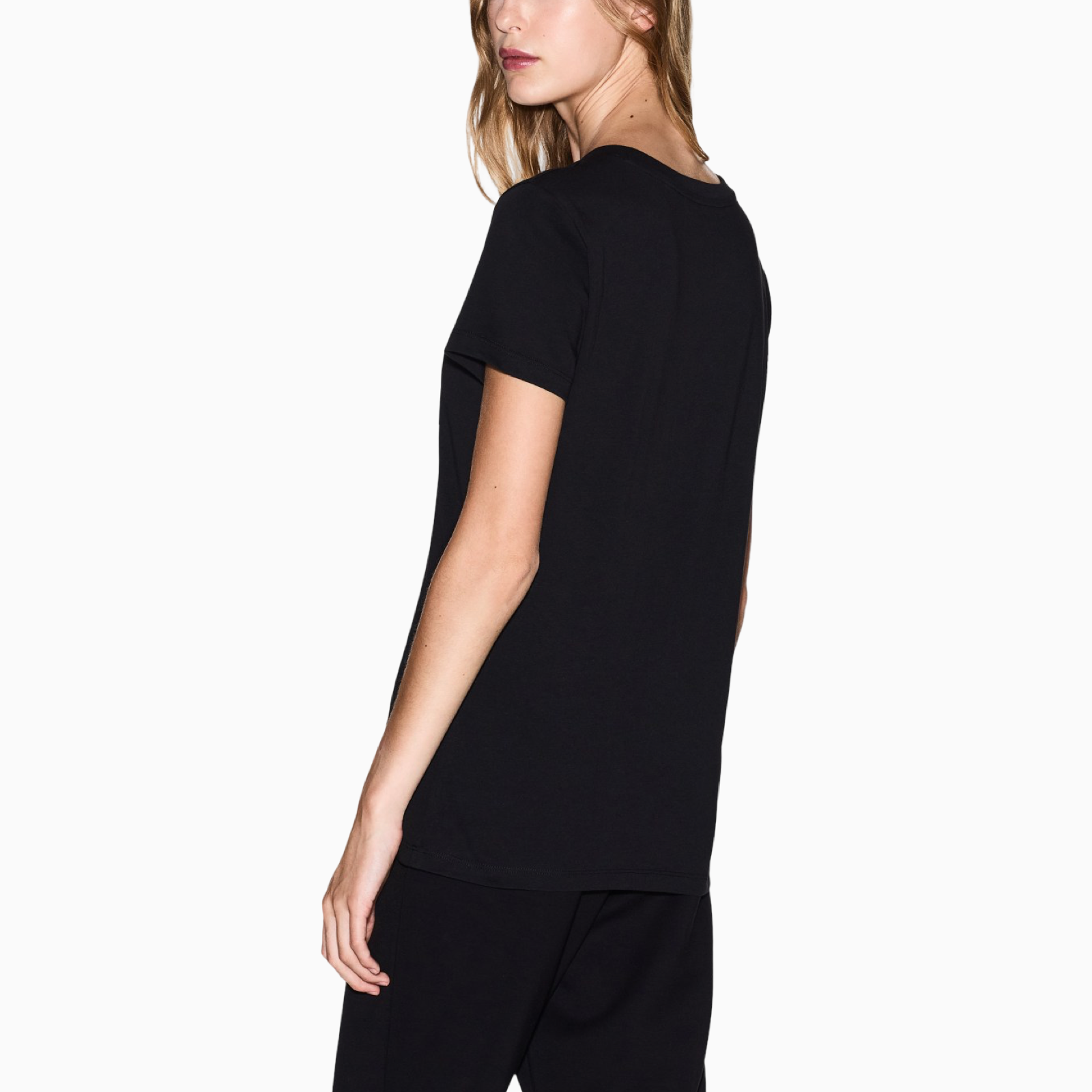 Дамска черна тениска Armani Exchange Women T-shirt XW001459 AF10356 Side View